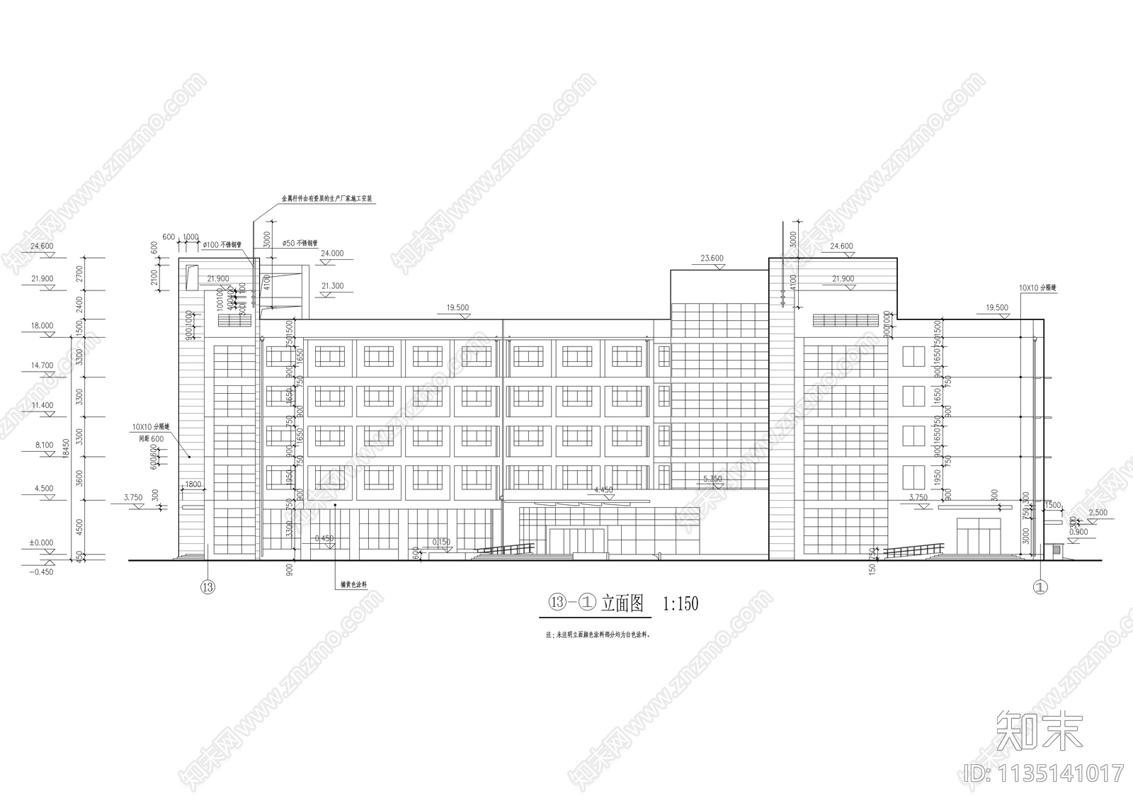 L型疗养院建筑施工图下载【ID:1135141017】