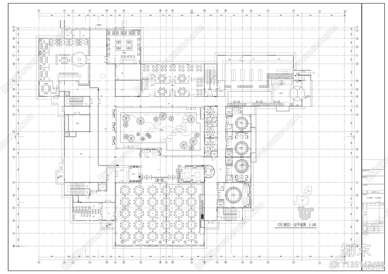 五星级酒店cad施工图下载【ID:1135143488】