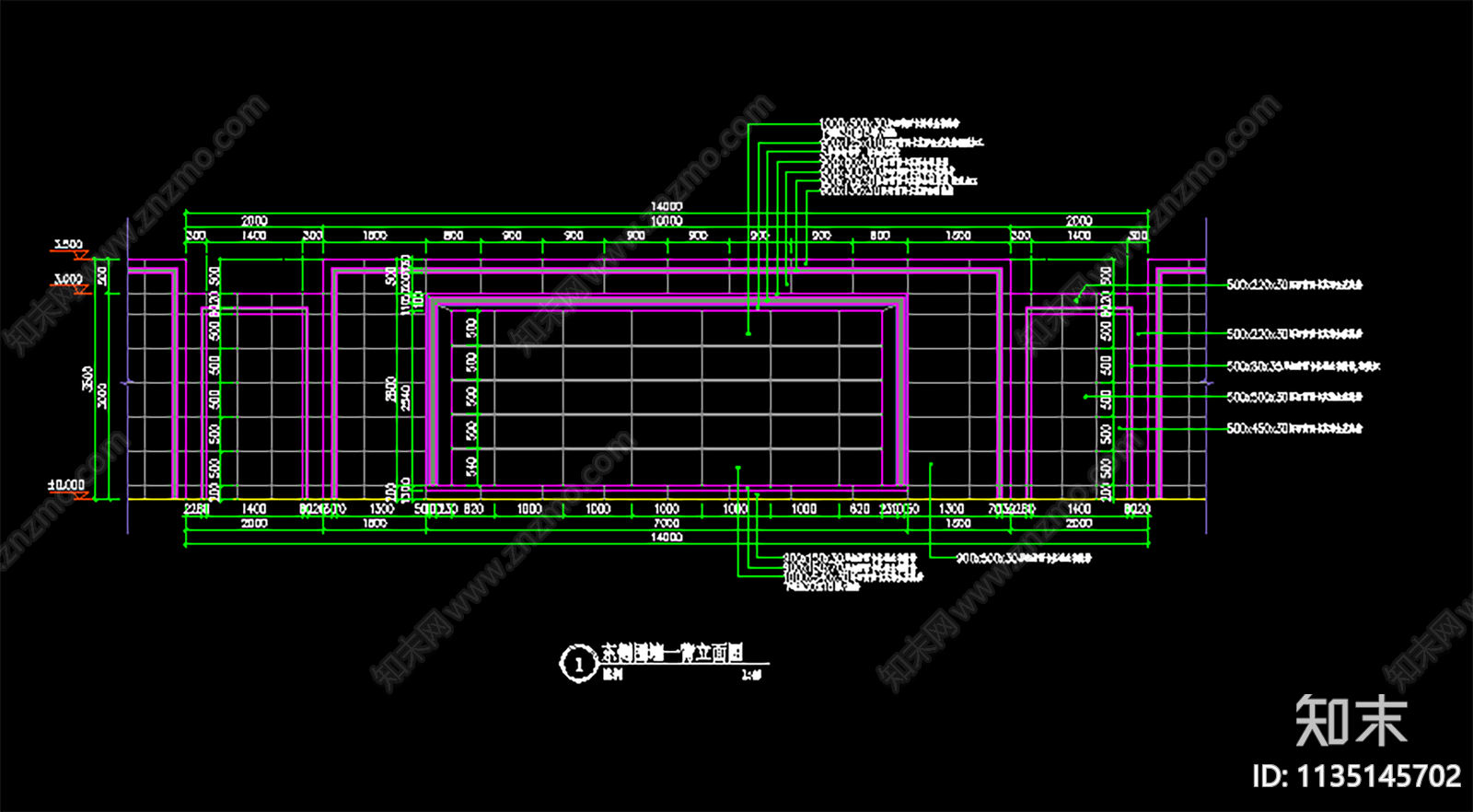 景观大区围墙详图cad施工图下载【ID:1135145702】