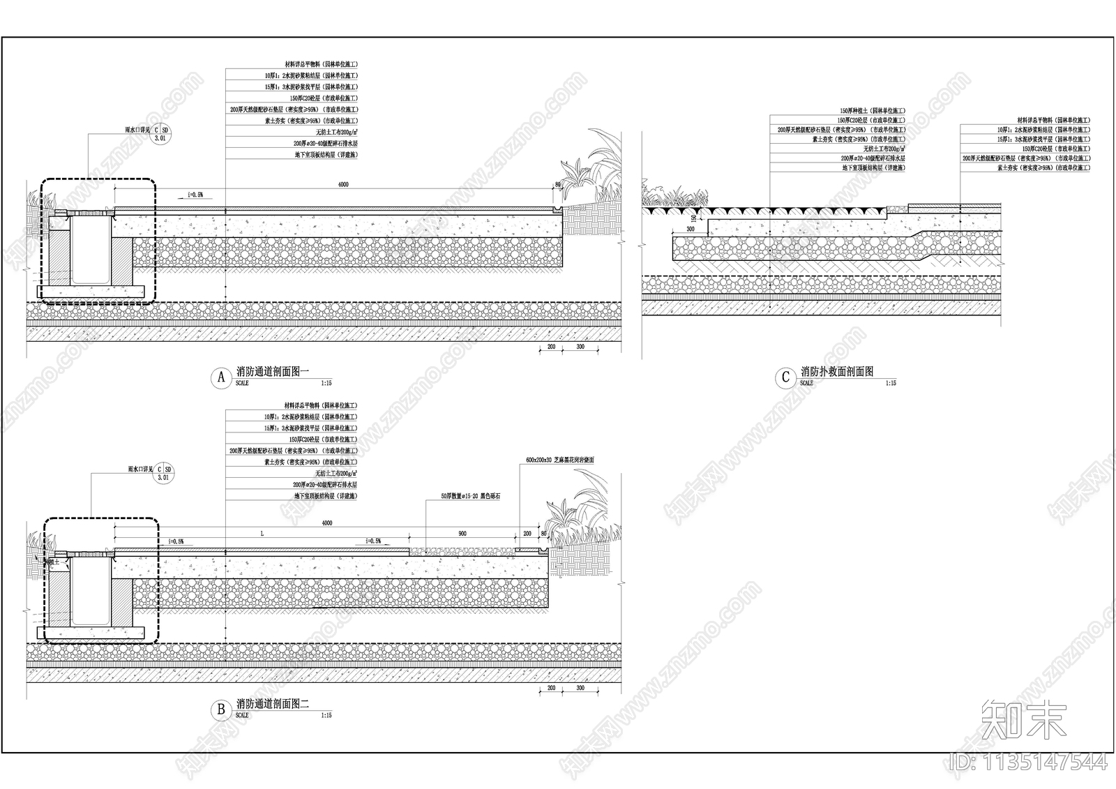 消防通道及消防扑救面做法详图施工图下载【ID:1135147544】