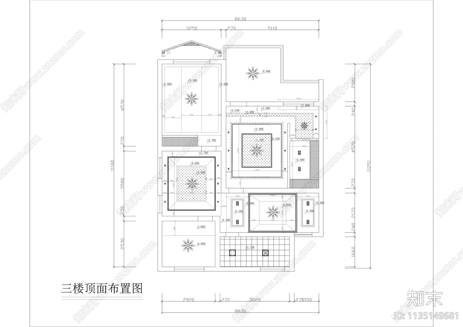 欧式三层别墅装修cad施工图下载【ID:1135149681】