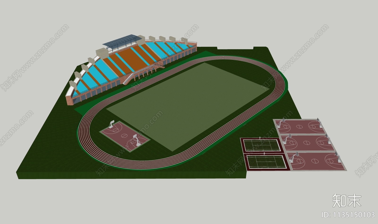 现代足球场SU模型下载【ID:1135150103】
