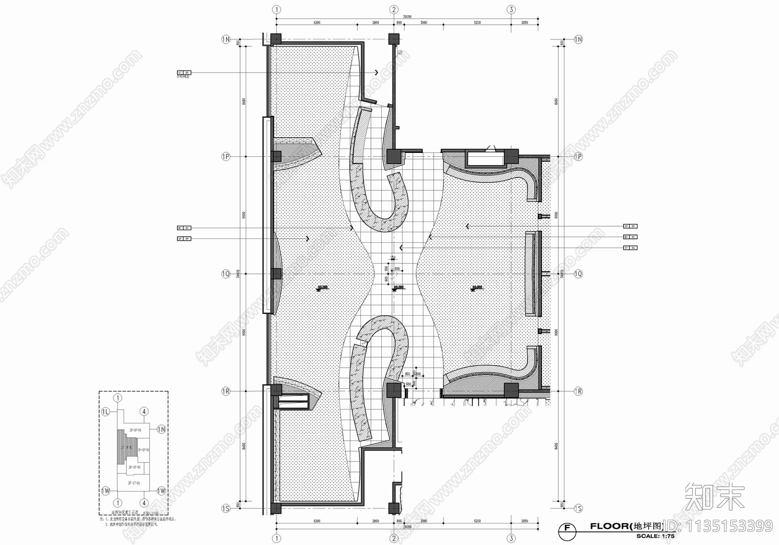 1100㎡全日制餐厅室内cad施工图下载【ID:1135153399】