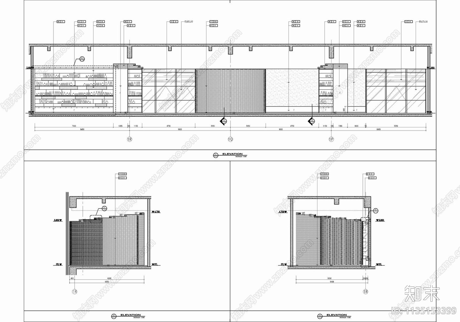 1100㎡全日制餐厅室内cad施工图下载【ID:1135153399】