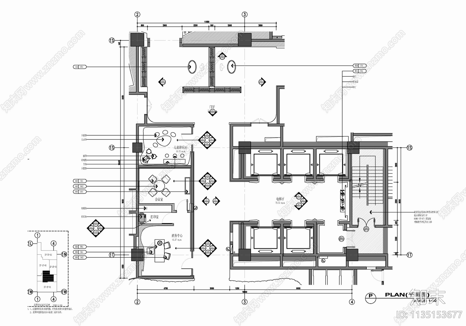 电梯厅门厅公区室内施工图下载【ID:1135153677】