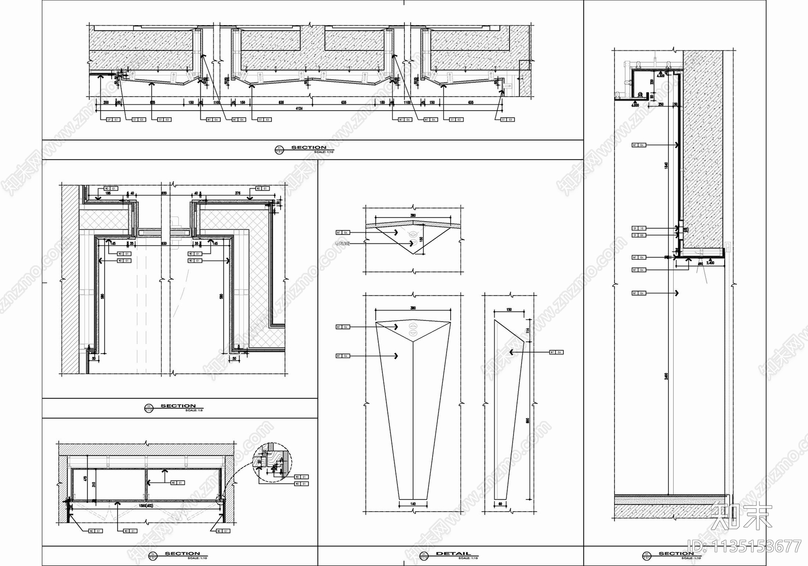 电梯厅门厅公区室内cad施工图下载【ID:1135153677】