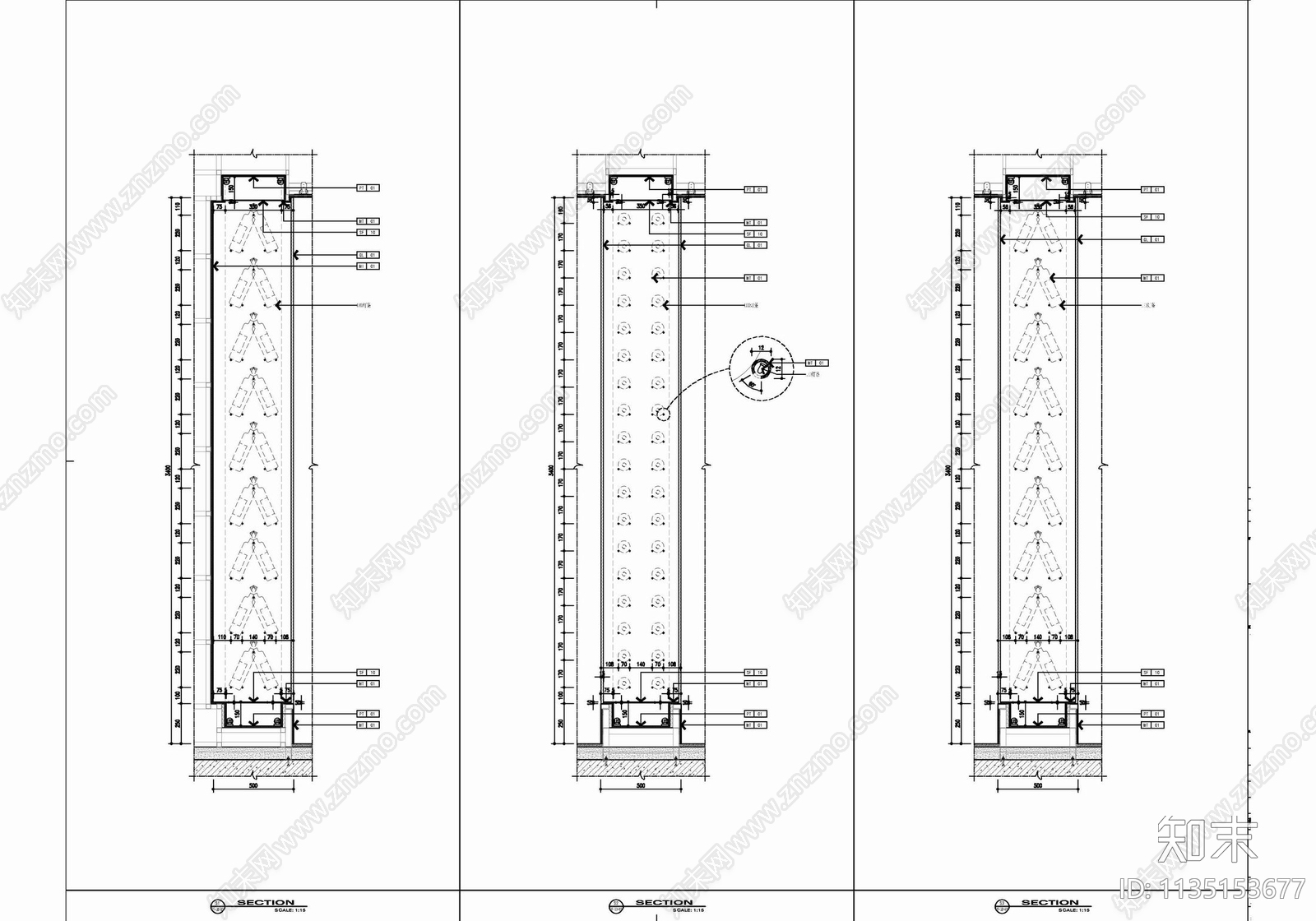 电梯厅门厅公区室内cad施工图下载【ID:1135153677】