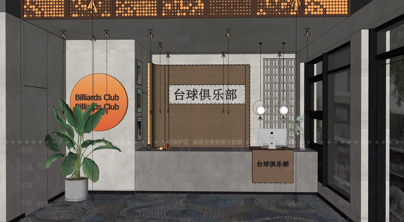 工业风台球室SU模型下载【ID:1135157897】