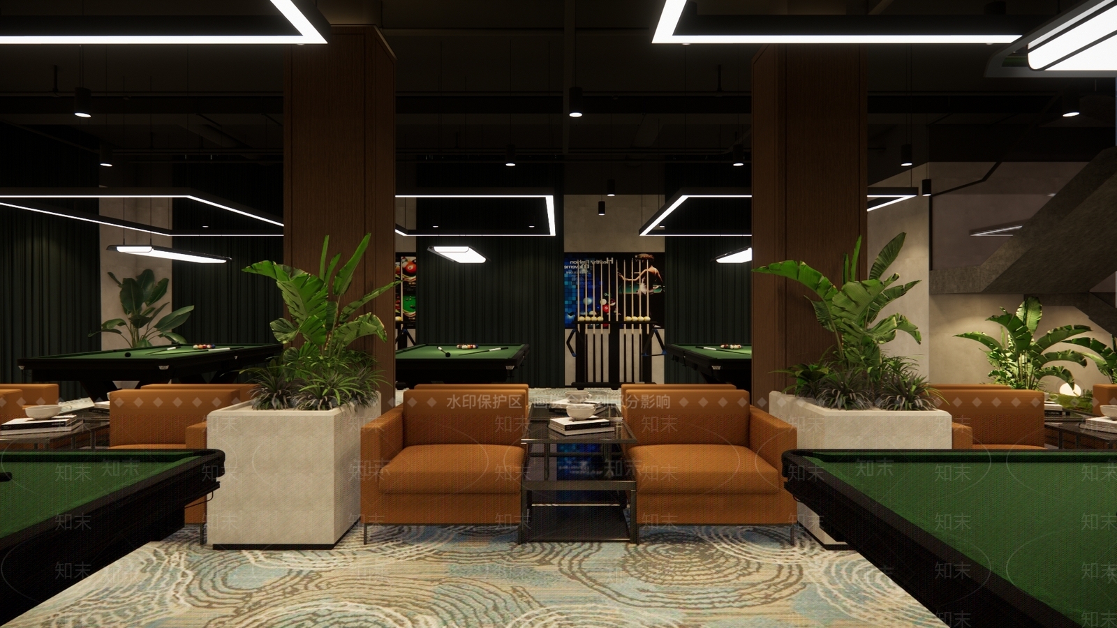 工业风台球室SU模型下载【ID:1135157897】