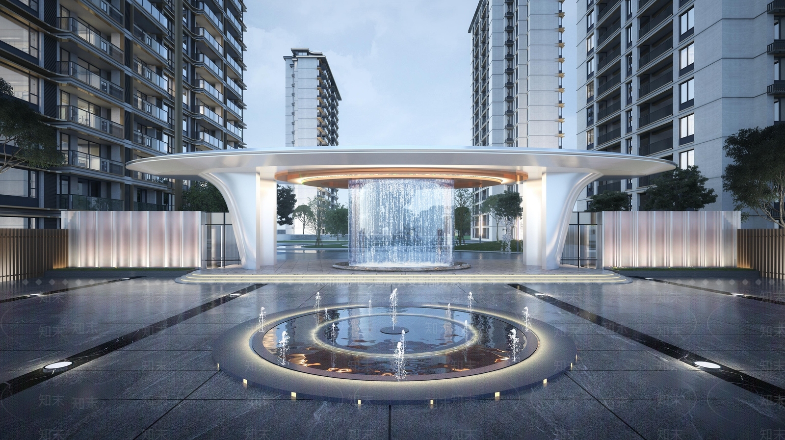 现代小区入户大门SU模型下载【ID:1135159820】