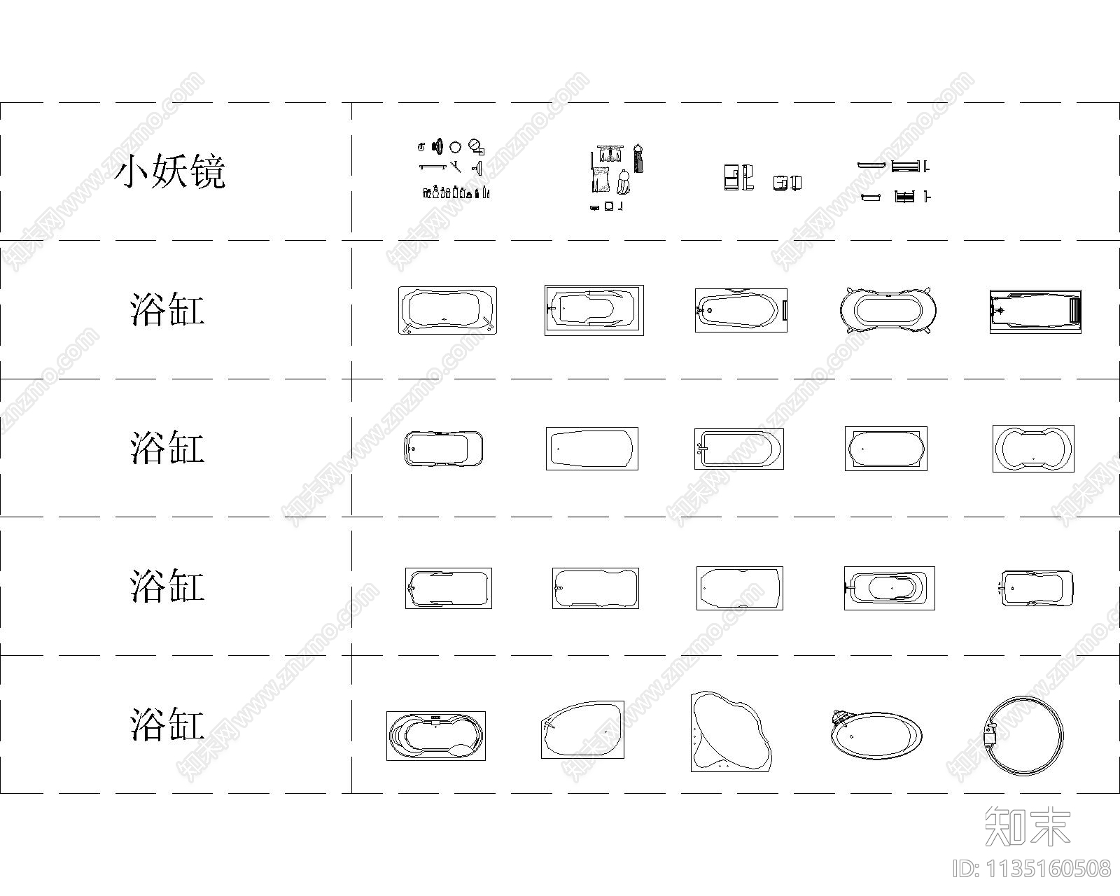 卫浴及盆栽cad施工图下载【ID:1135160508】