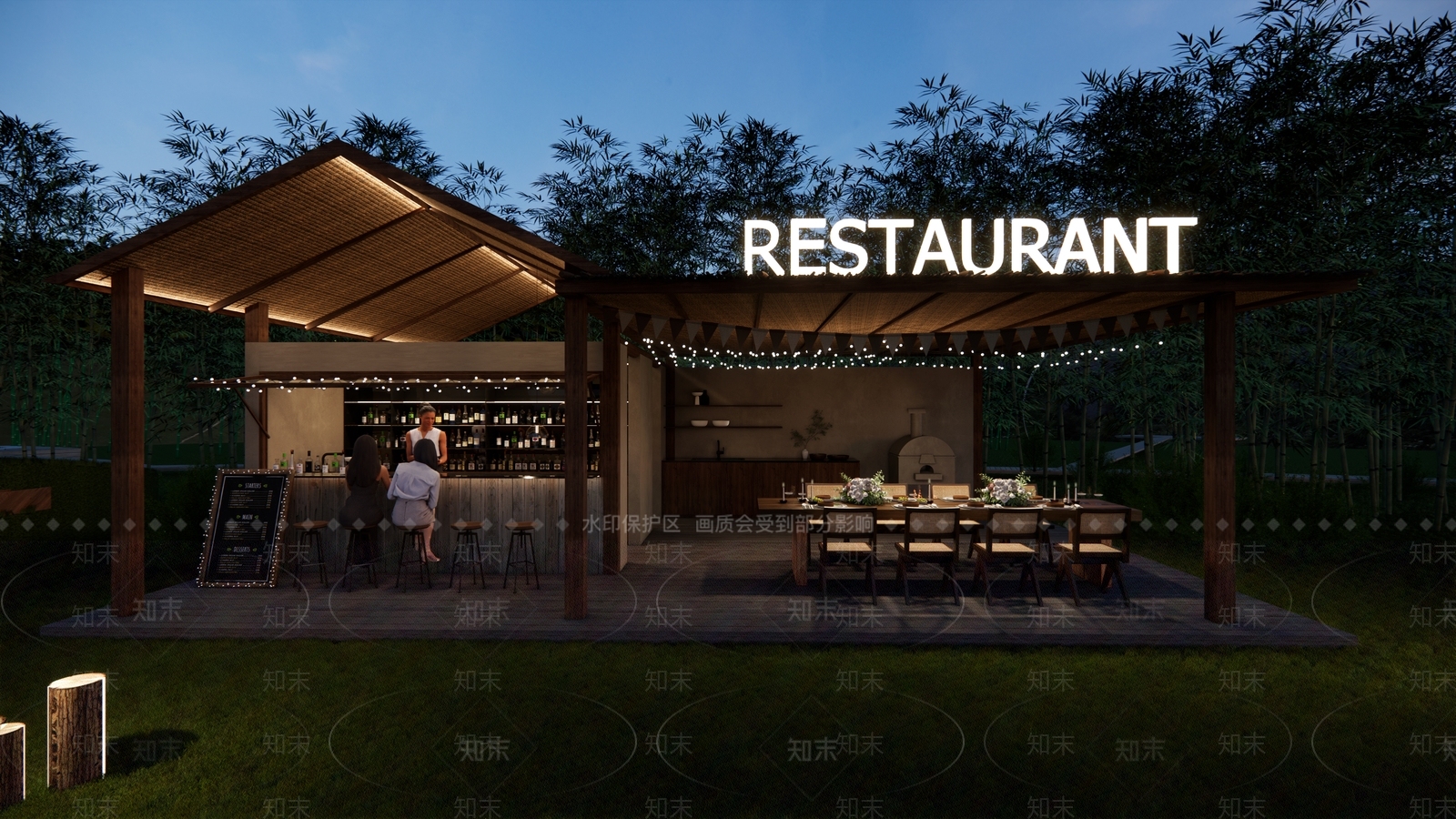 现代餐饮建筑SU模型精品下载_SketchUp模型_知末网