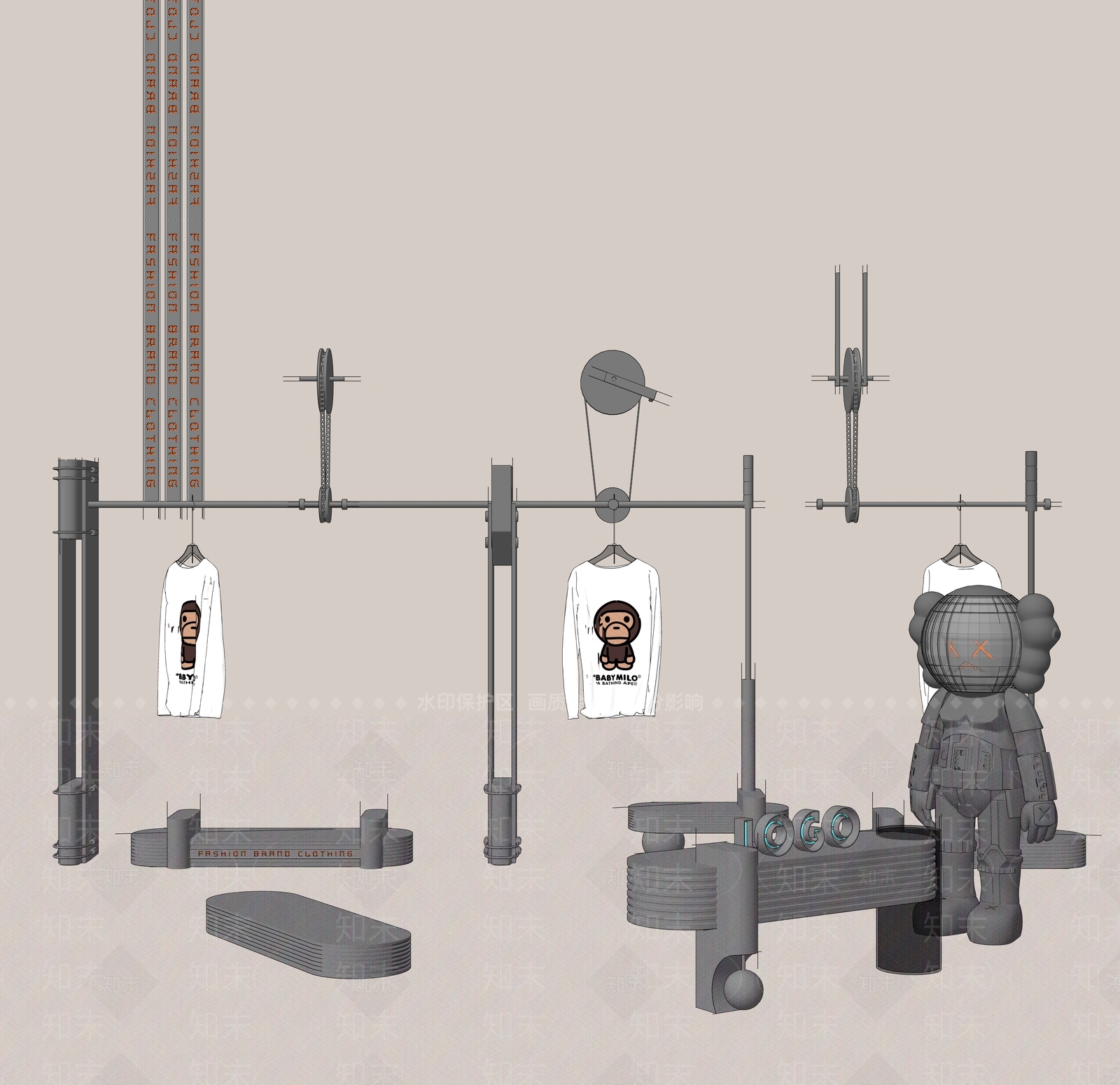 现代服装衣架道具SU模型下载【ID:1135162383】