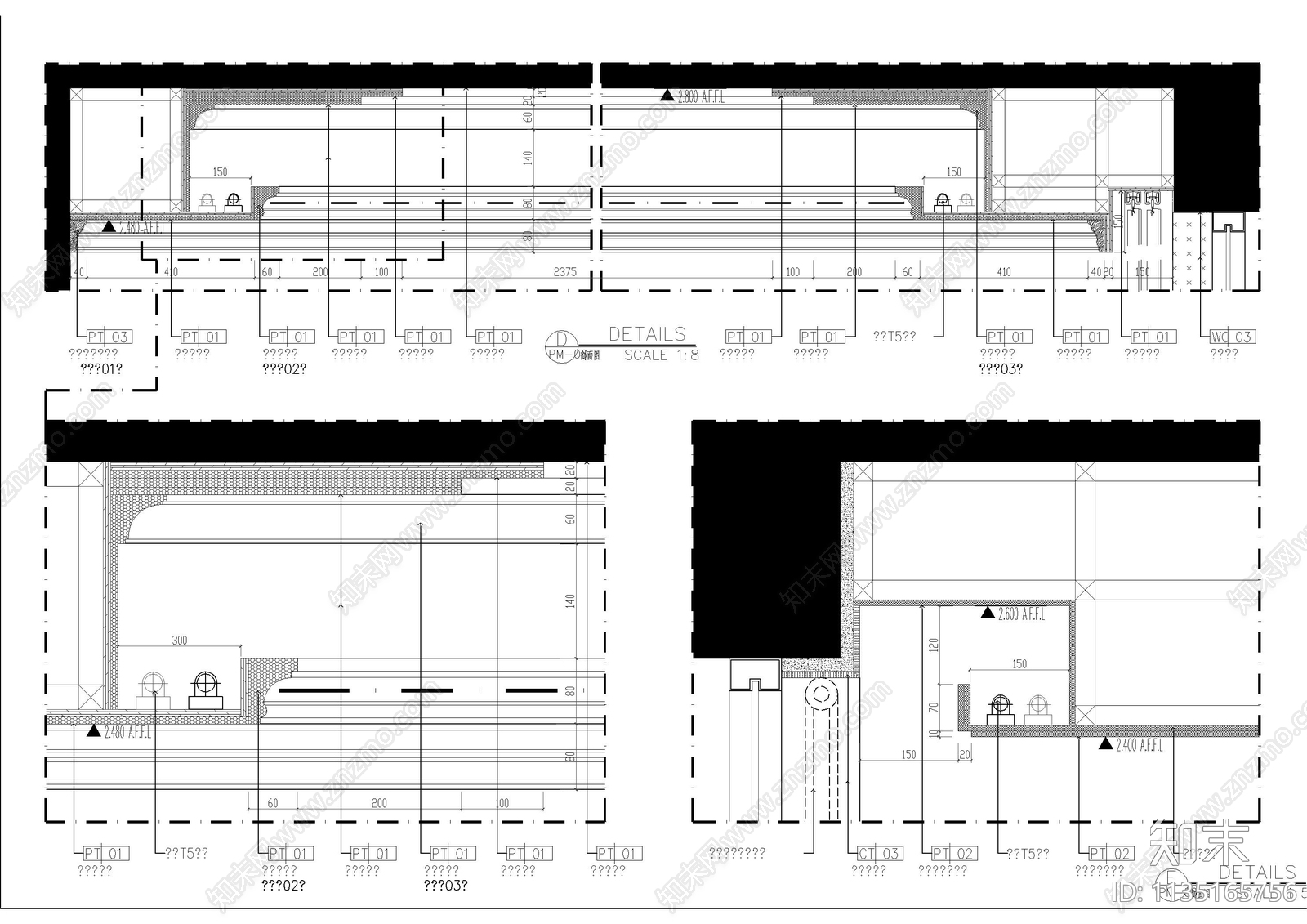 家居欧式风格天花大样施工图下载【ID:1135165756】