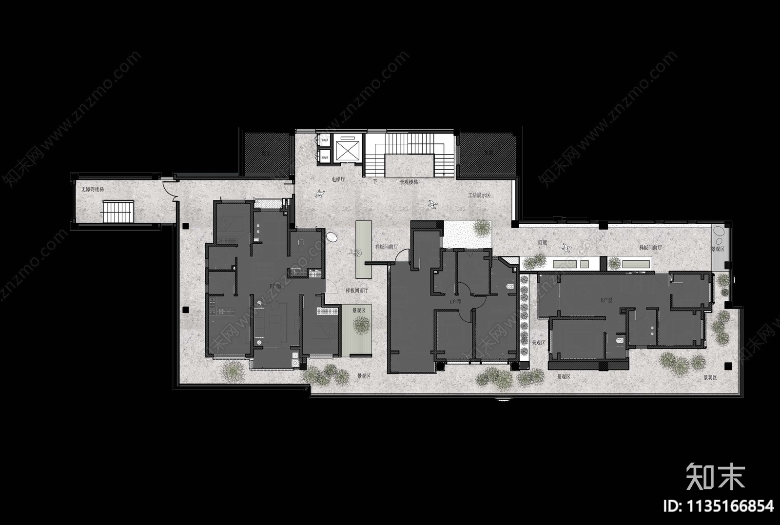 售楼处内装效果图cad施工图下载【ID:1135166854】