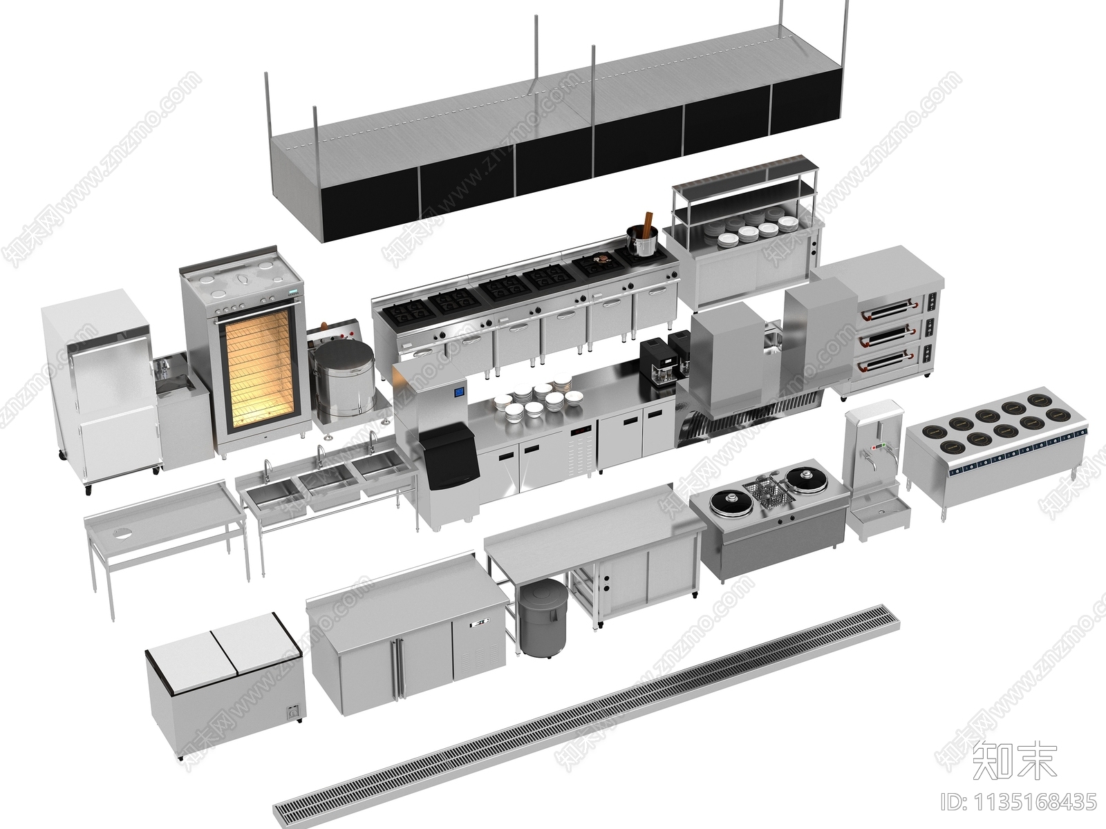 现代后厨设备3D模型下载【ID:1135168435】