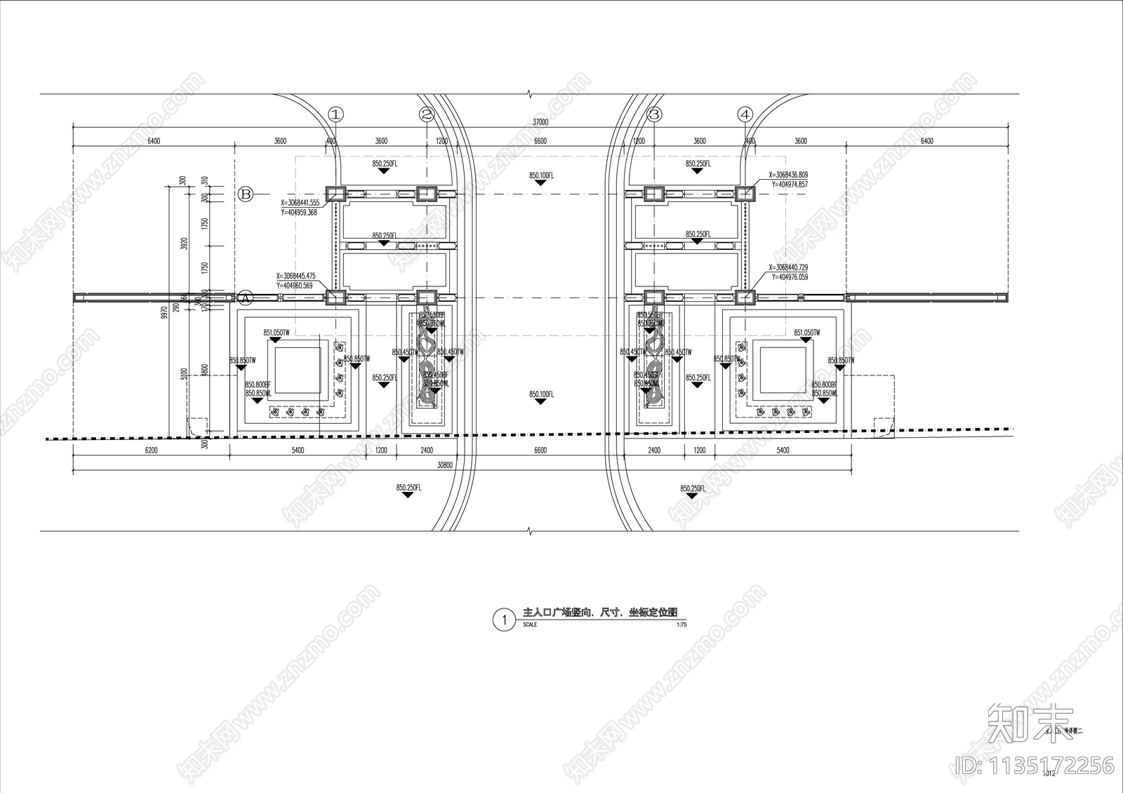 新中式示范区主入口详图cad施工图下载【ID:1135172256】