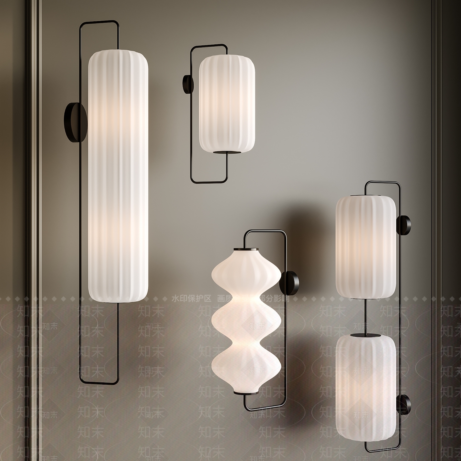 日式壁灯3D模型下载【ID:1135171915】