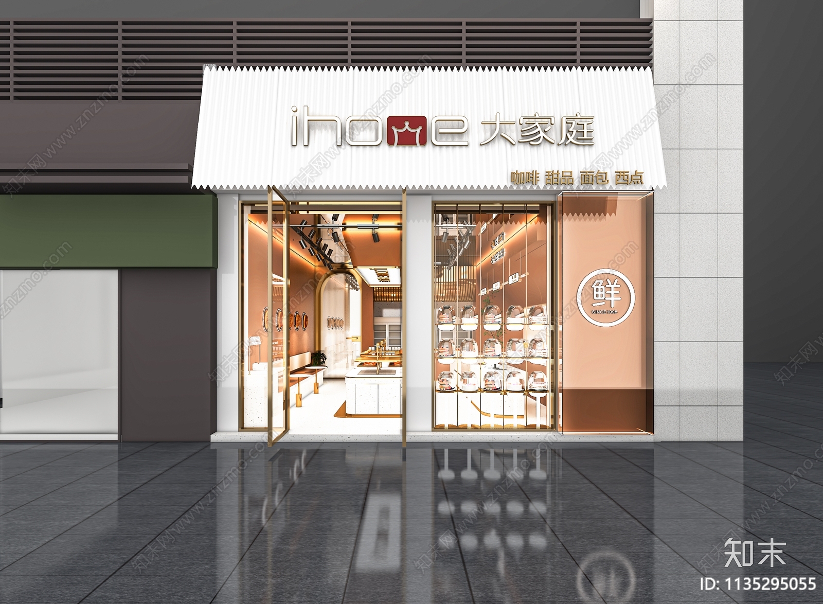 现代暖色面包店面3D模型下载【ID:1135295055】