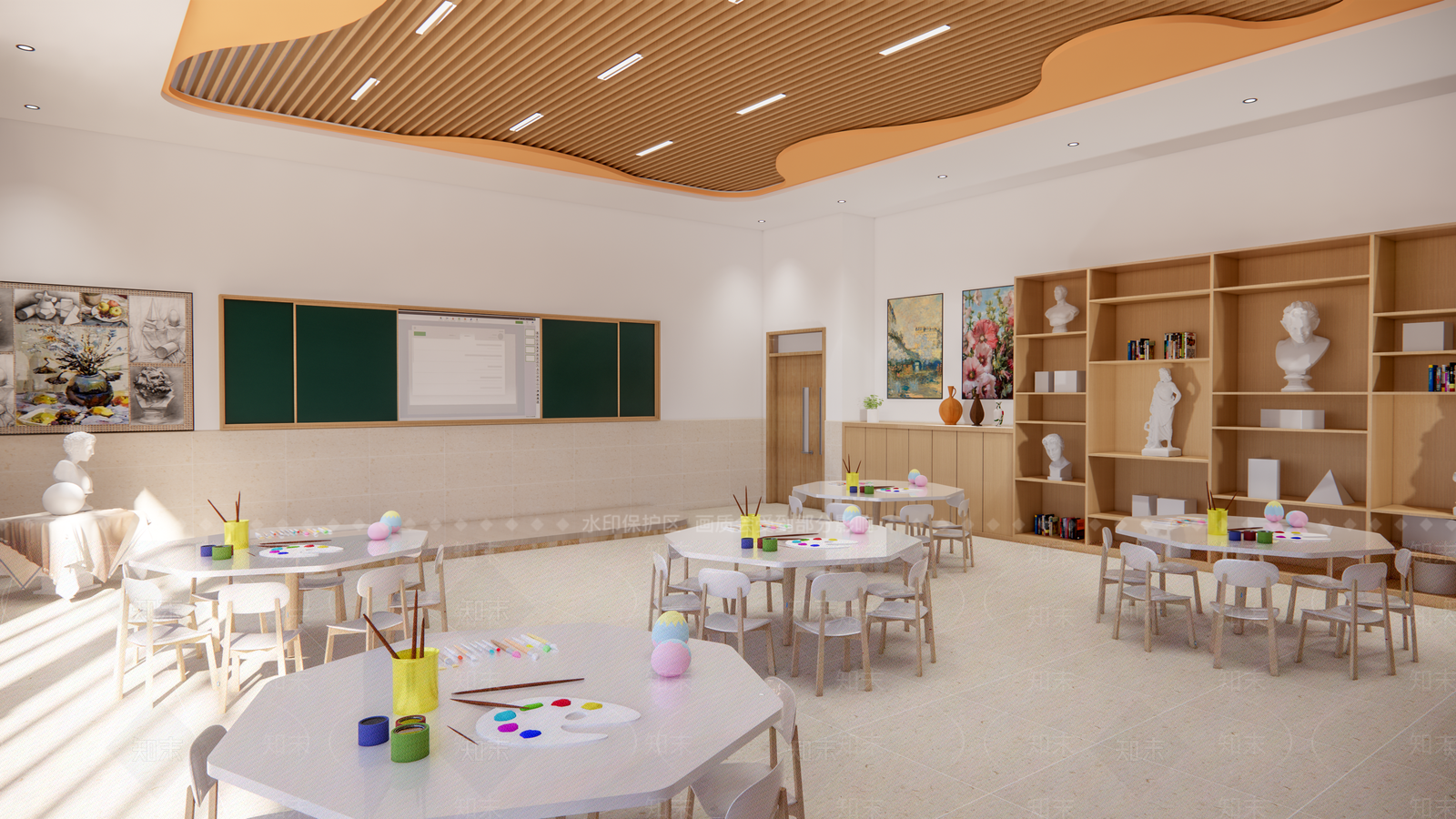 现代学校美术室SU模型下载【ID:1135173572】
