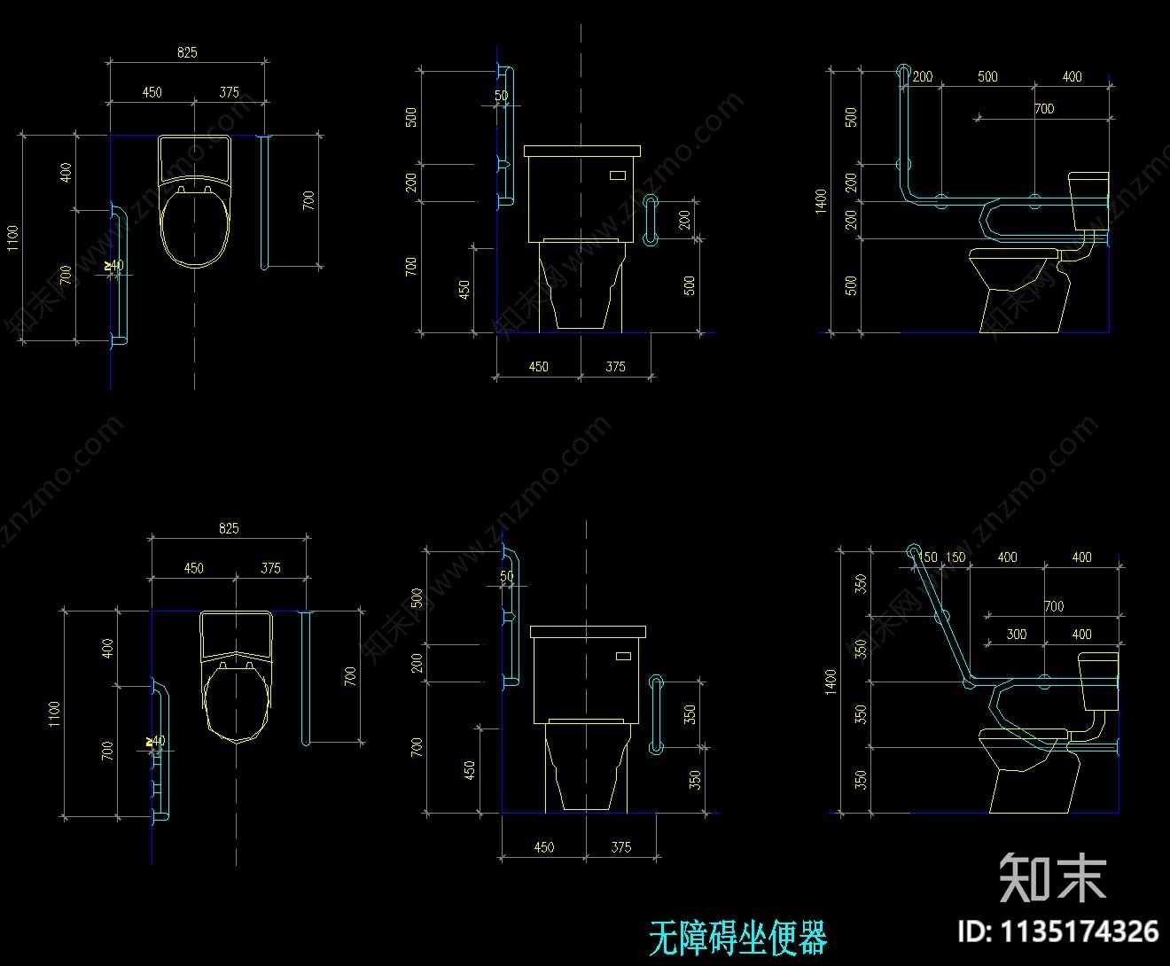 公共卫生间残疾人卫生间施工图下载【ID:1135174326】