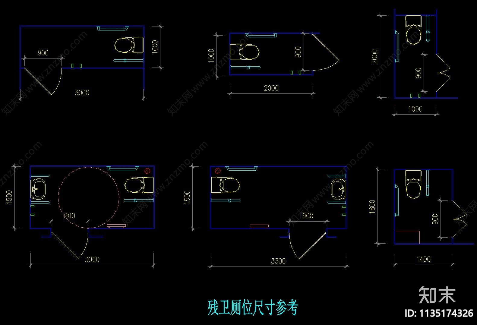 公共卫生间残疾人卫生间施工图下载【ID:1135174326】