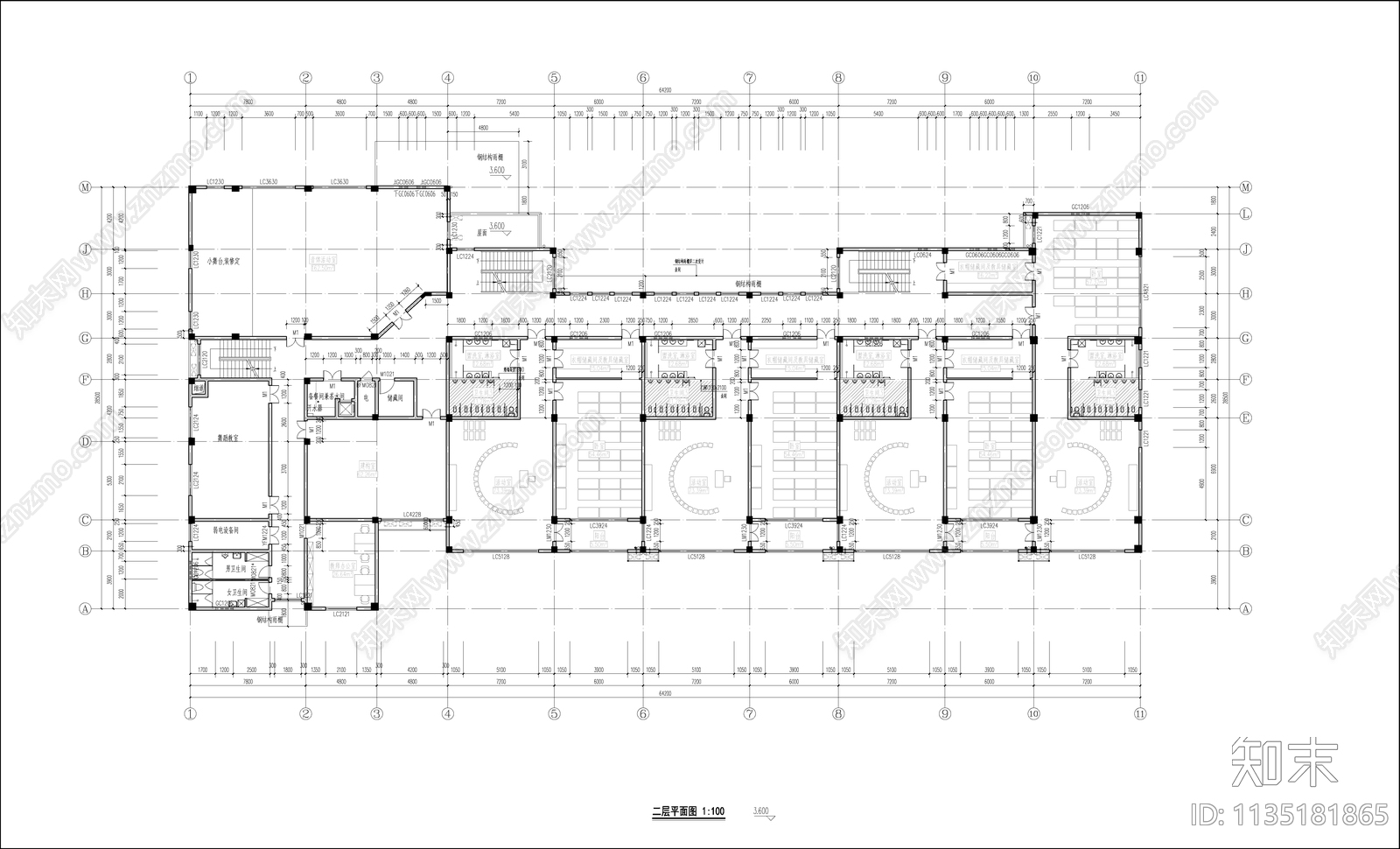 12班幼儿园cad施工图下载【ID:1135181865】