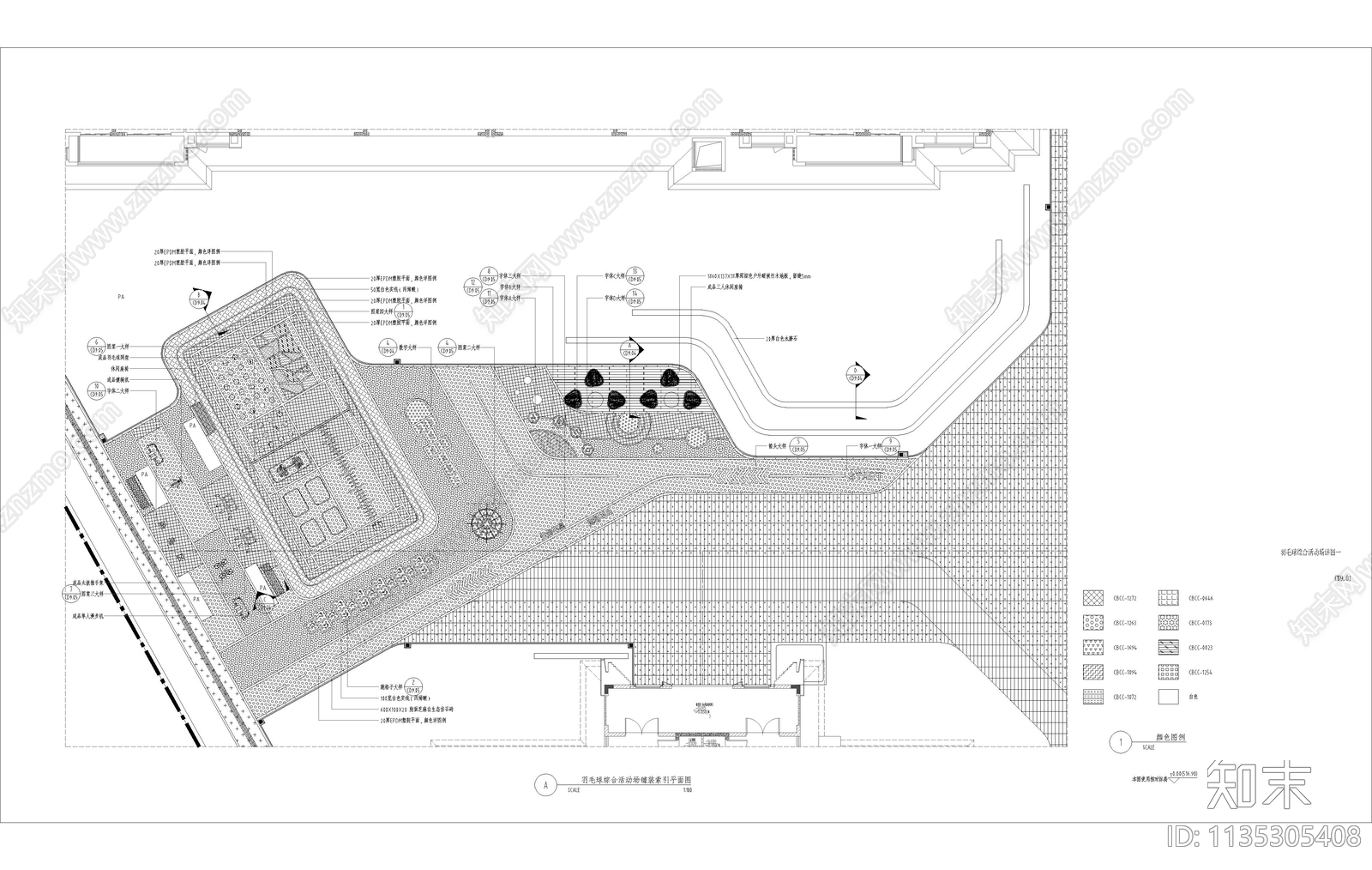 现代羽毛球活动场地施工图下载【ID:1135305408】
