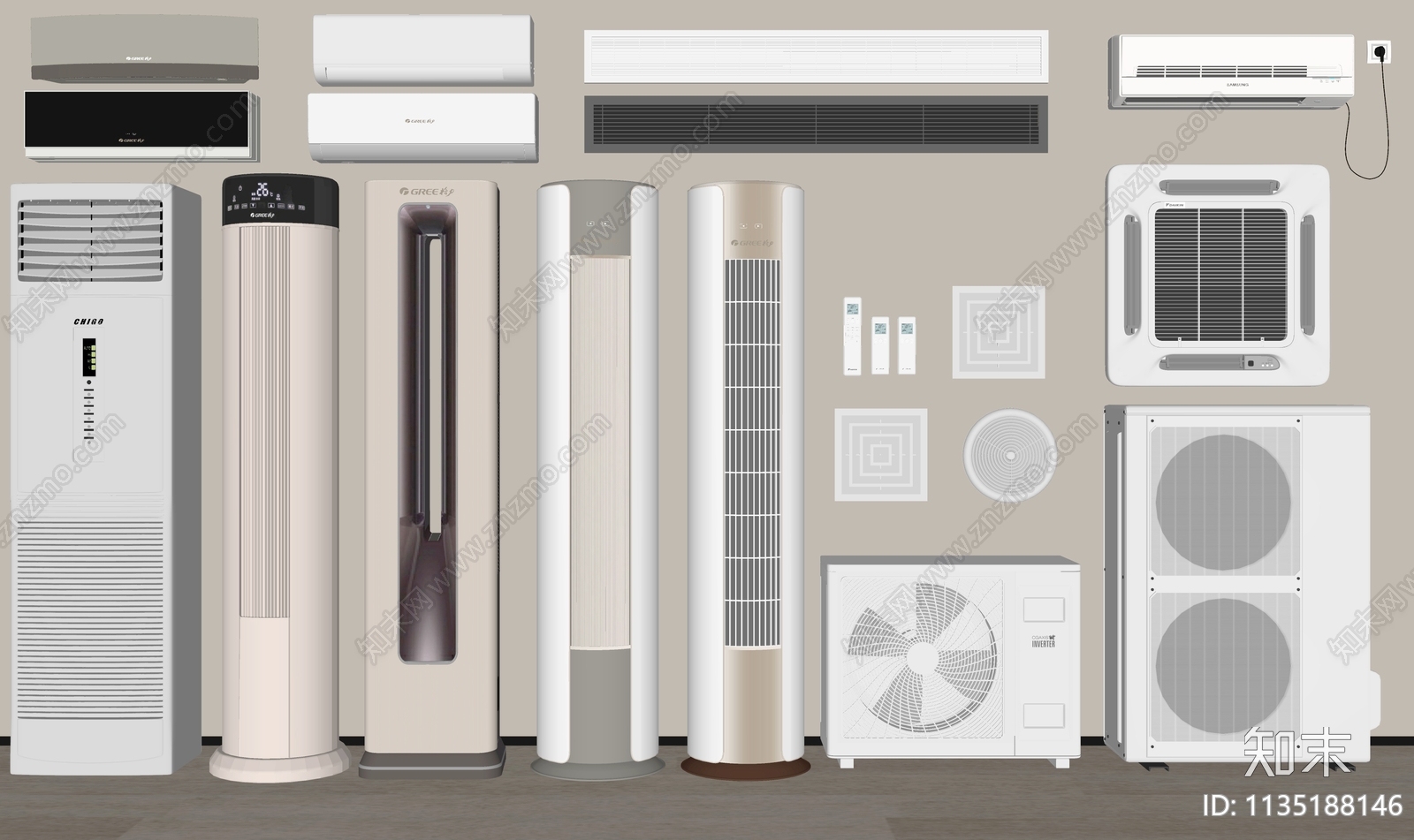 现代立式空调SU模型下载【ID:1135188146】