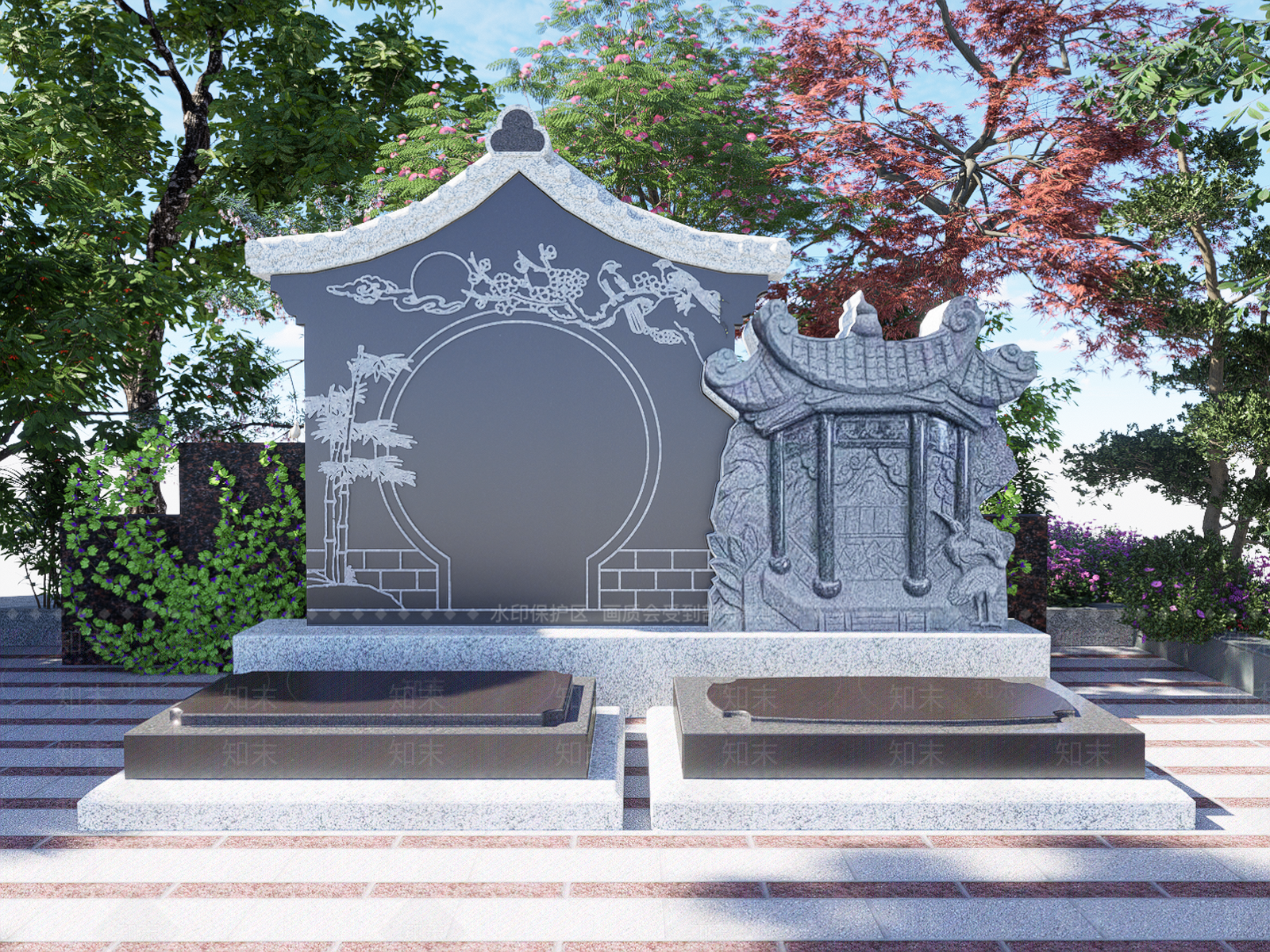 中式墓碑SU模型下载【ID:1135189936】
