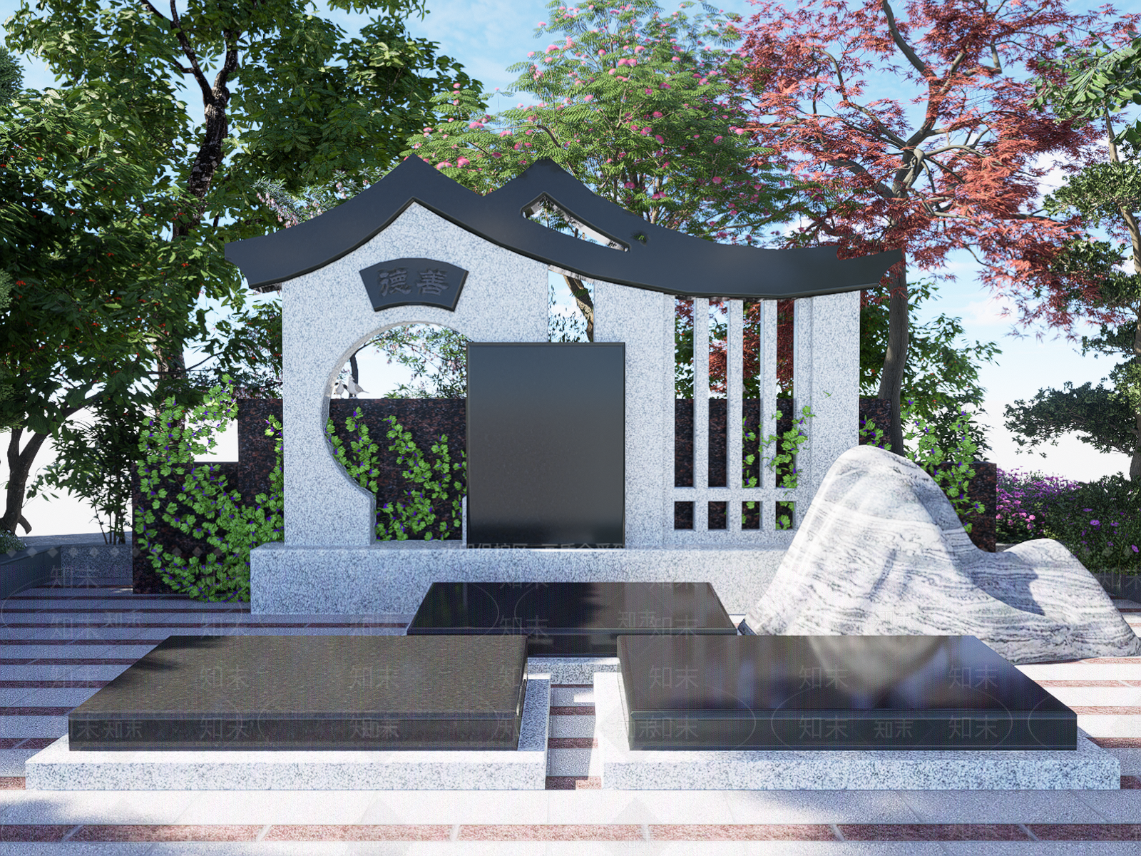 新中式墓碑SU模型下载【ID:1135190227】