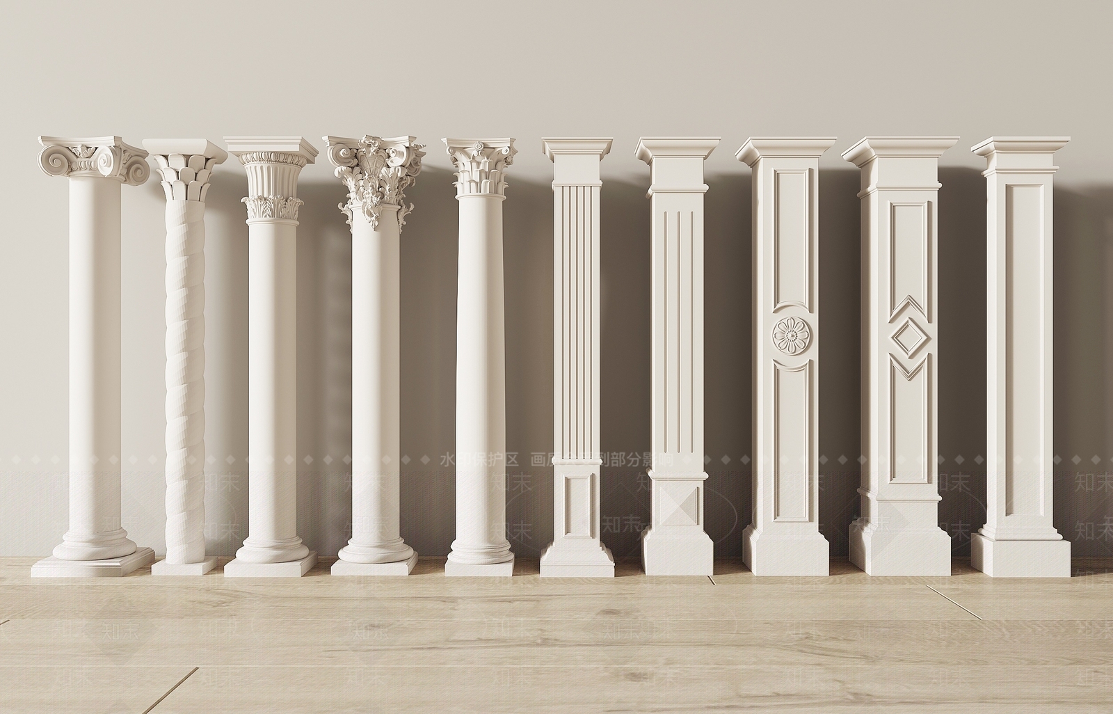 简欧罗马柱组合3D模型下载【ID:1135190981】