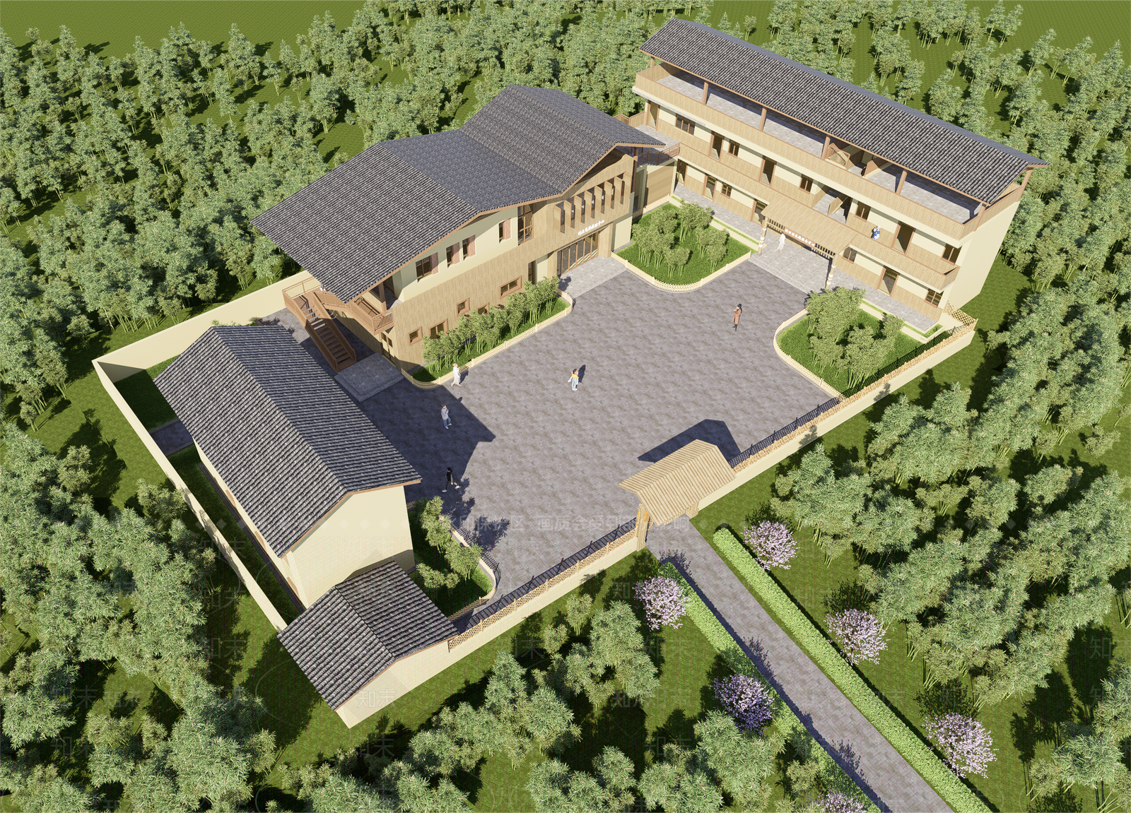 现代展览馆建筑SU模型下载【ID:1135333540】