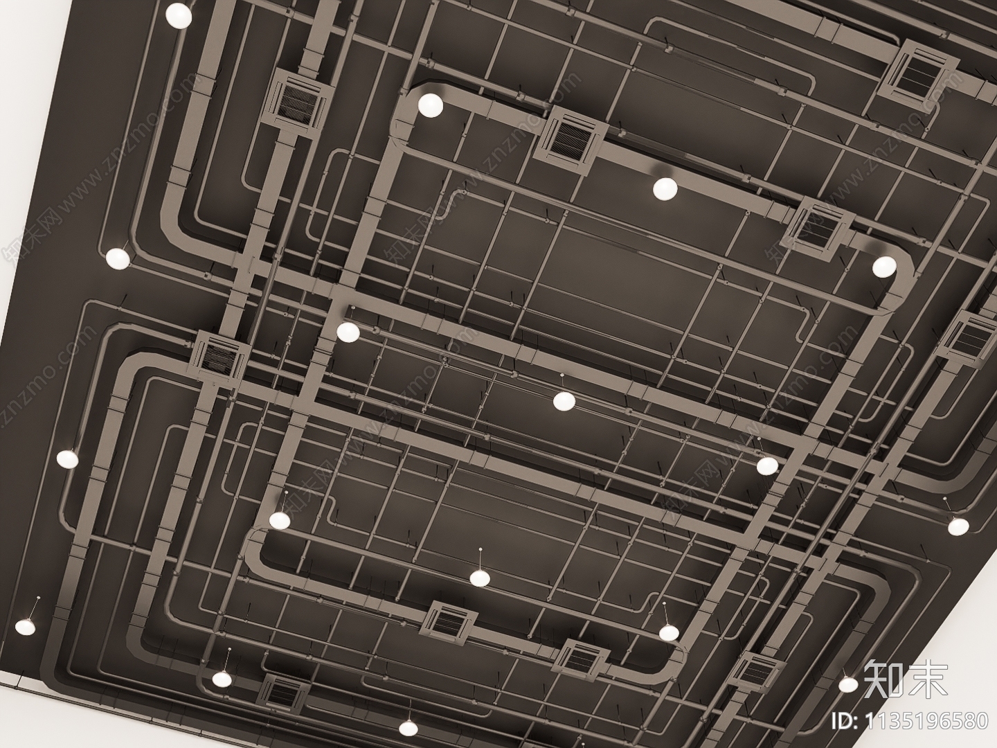 工业风管道吊顶SU模型下载【ID:1135196580】
