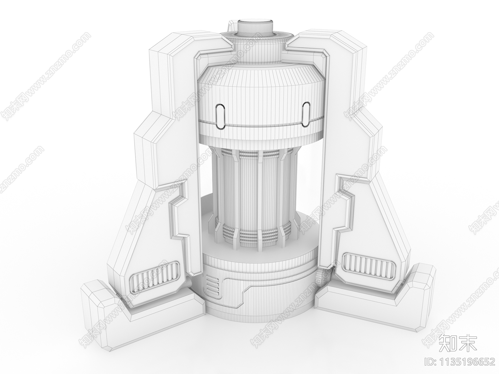 现代航空航天造型柱子3D模型下载【ID:1135196652】