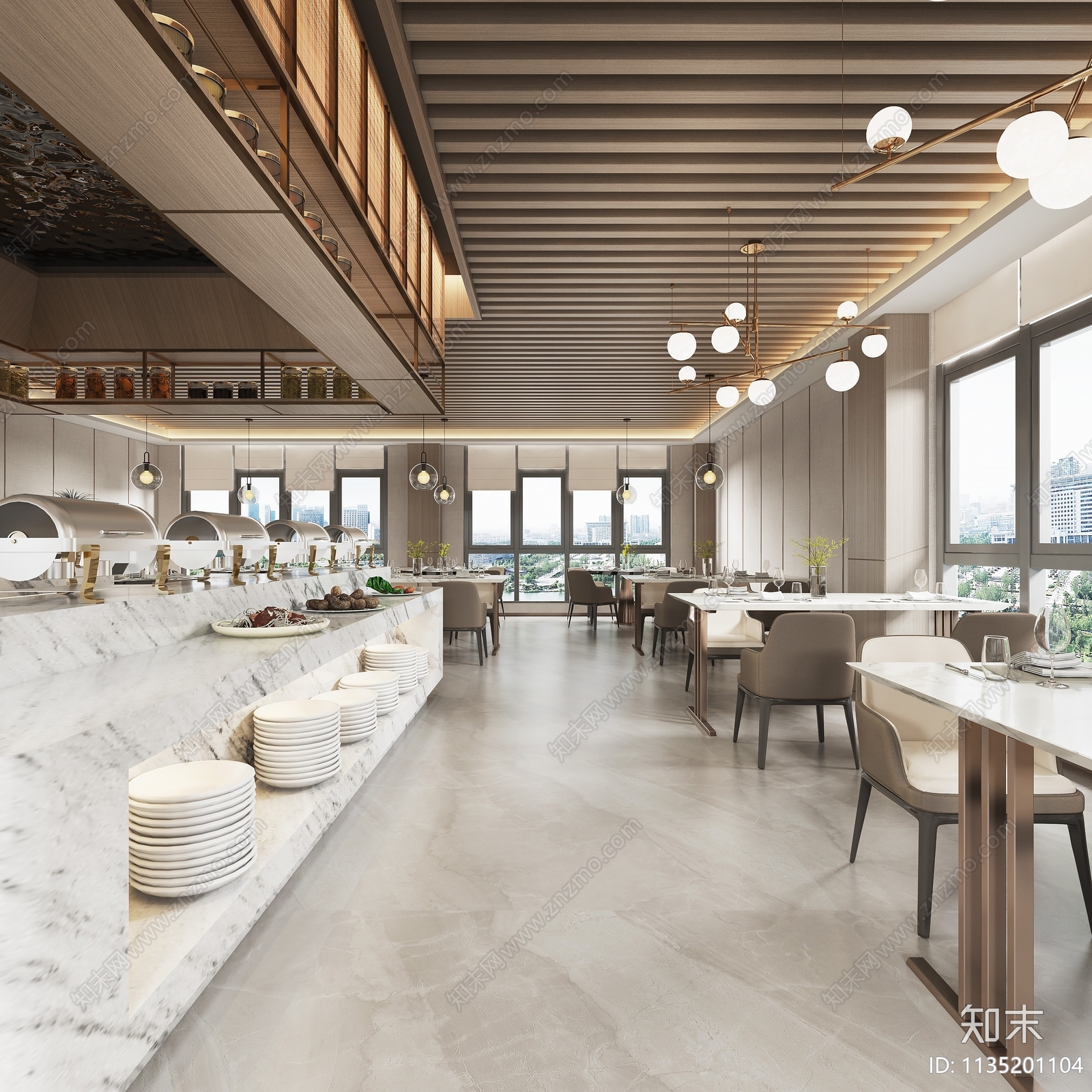 现代自助餐厅3D模型下载【ID:1135201104】_知末3d模型网