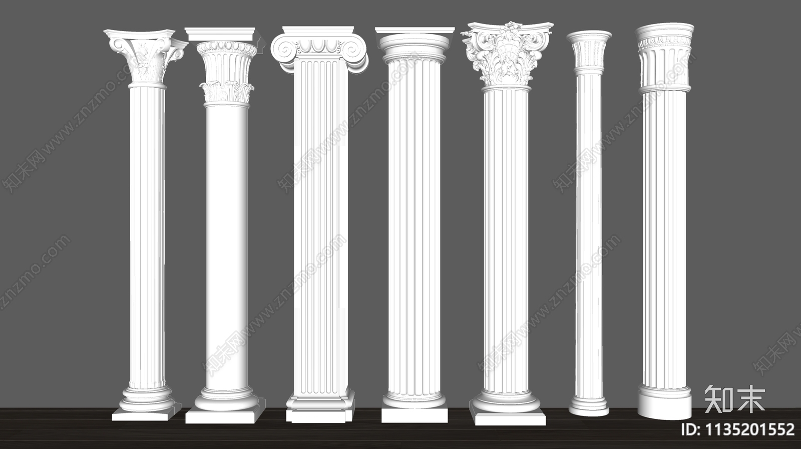 欧式法式罗马柱柱头柱子 (9) - 草图大师模型