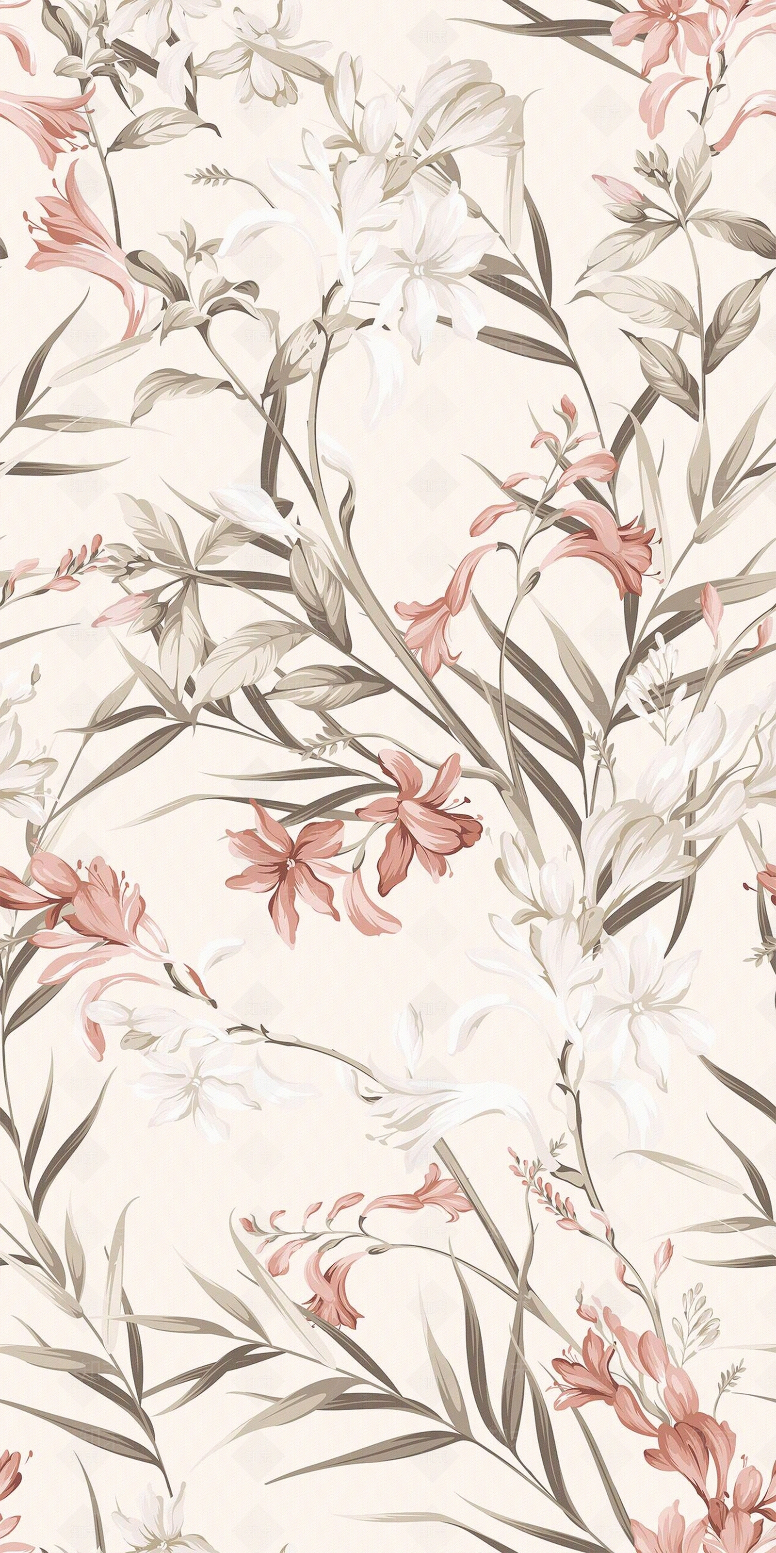 暖色花朵艺术壁纸贴图下载【ID:1135202341】