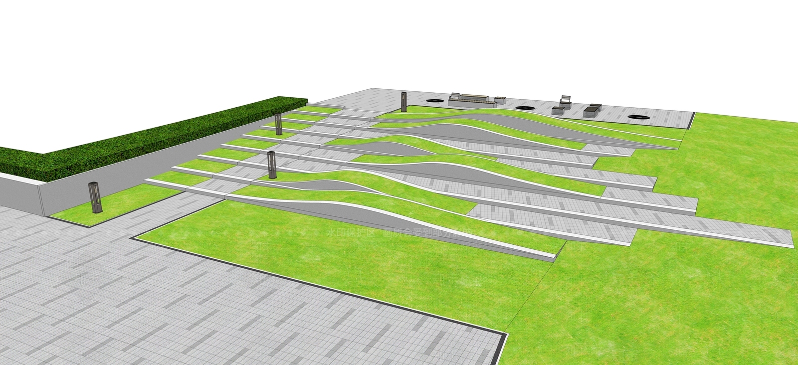 现代台阶景观SU模型下载【ID:1135204397】