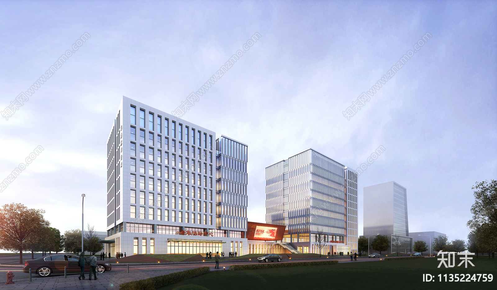 办公楼建筑效果图cad施工图下载【ID:1135224759】