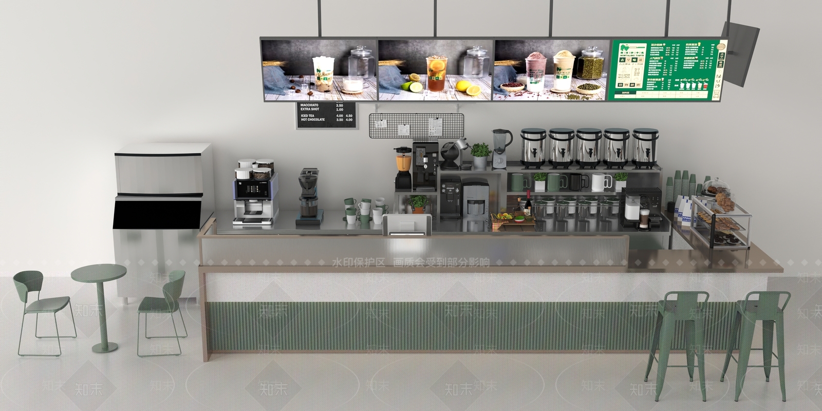 现代奶茶店操作台3D模型下载【ID:1135215513】