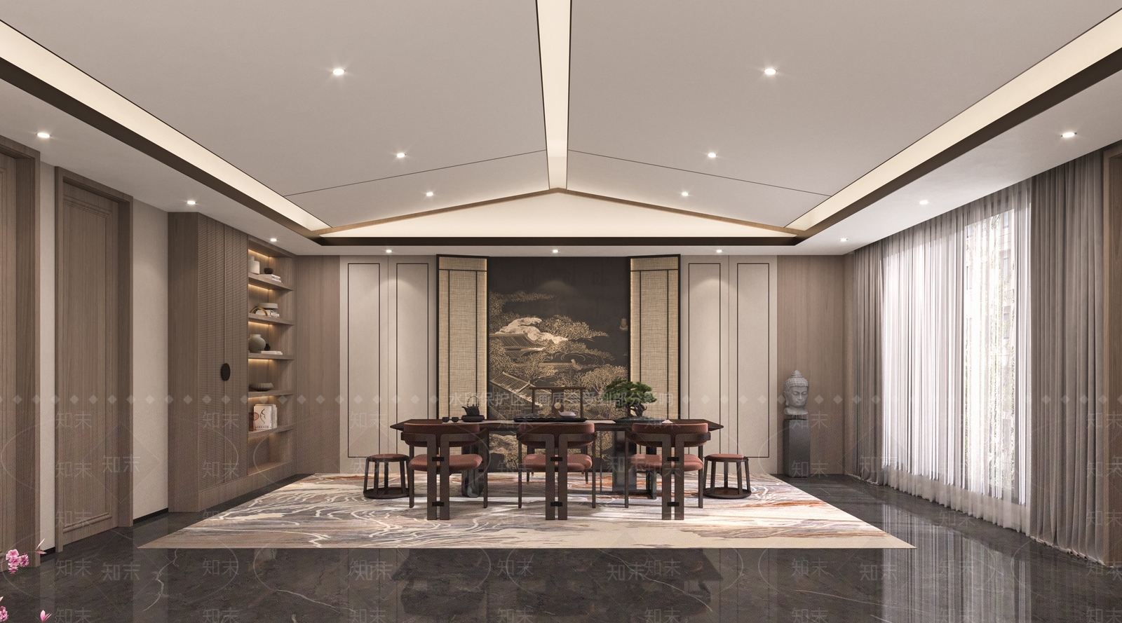 新中式酒店宴会厅3D模型下载【ID:1135222308】
