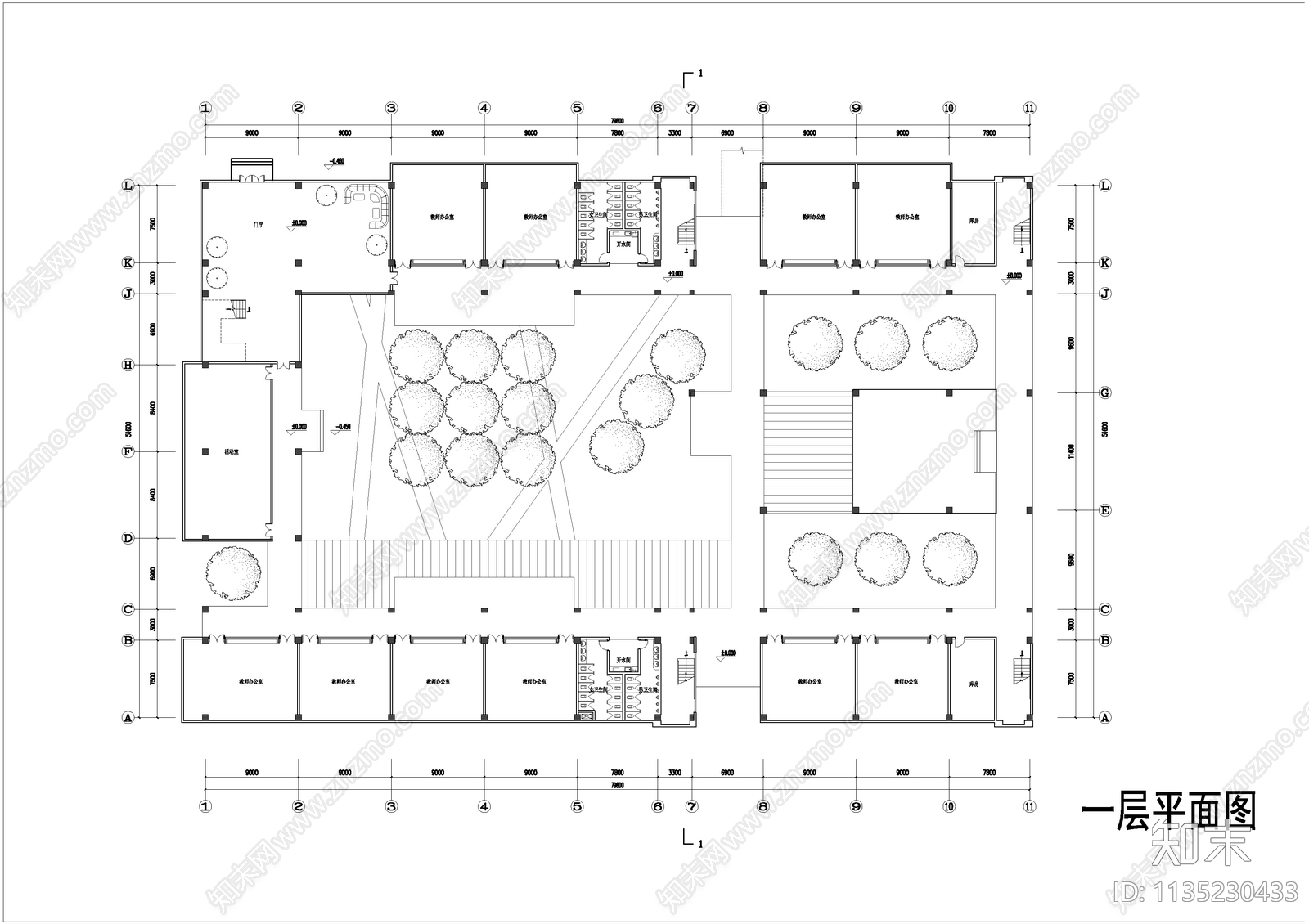 教学楼建筑cad施工图下载【ID:1135230433】