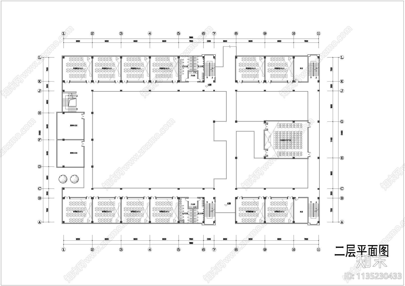 教学楼建筑cad施工图下载【ID:1135230433】