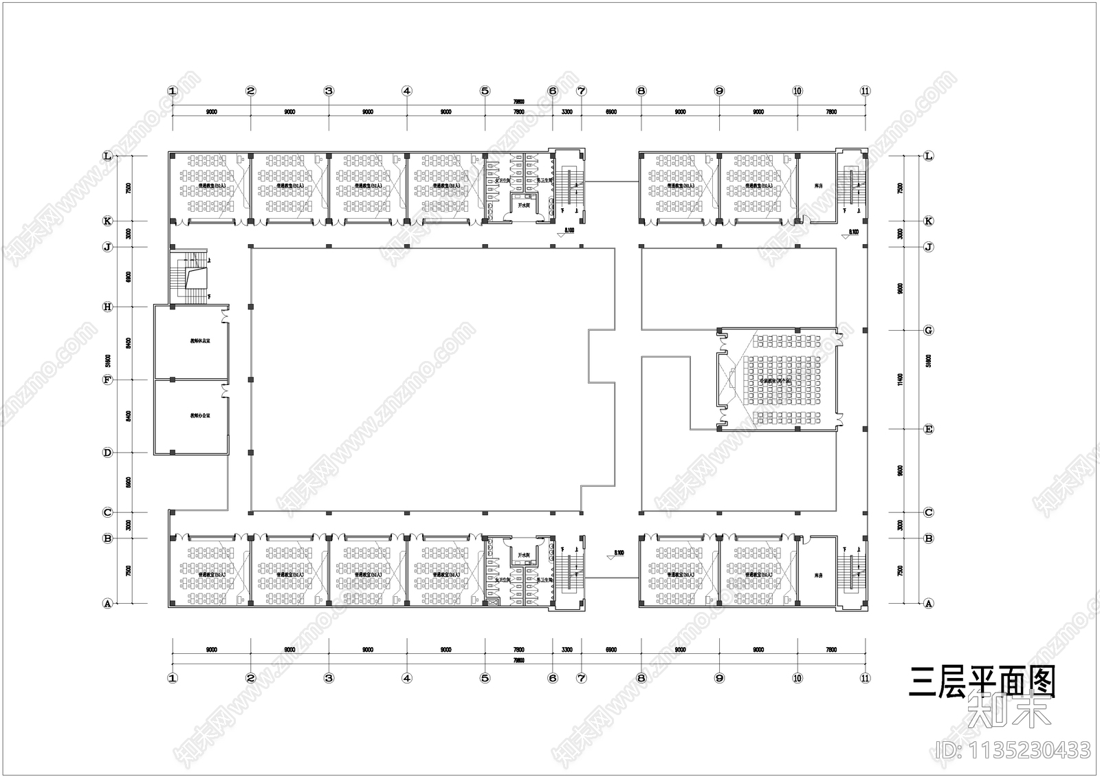 教学楼建筑cad施工图下载【ID:1135230433】