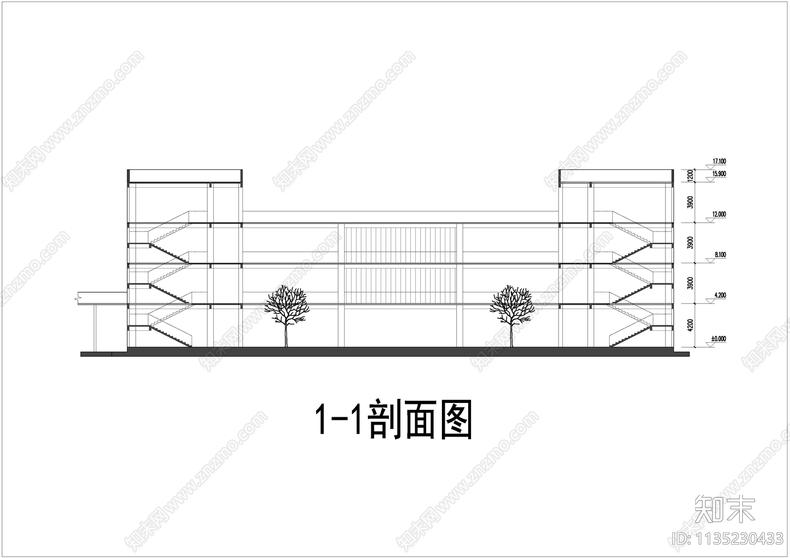 教学楼建筑cad施工图下载【ID:1135230433】