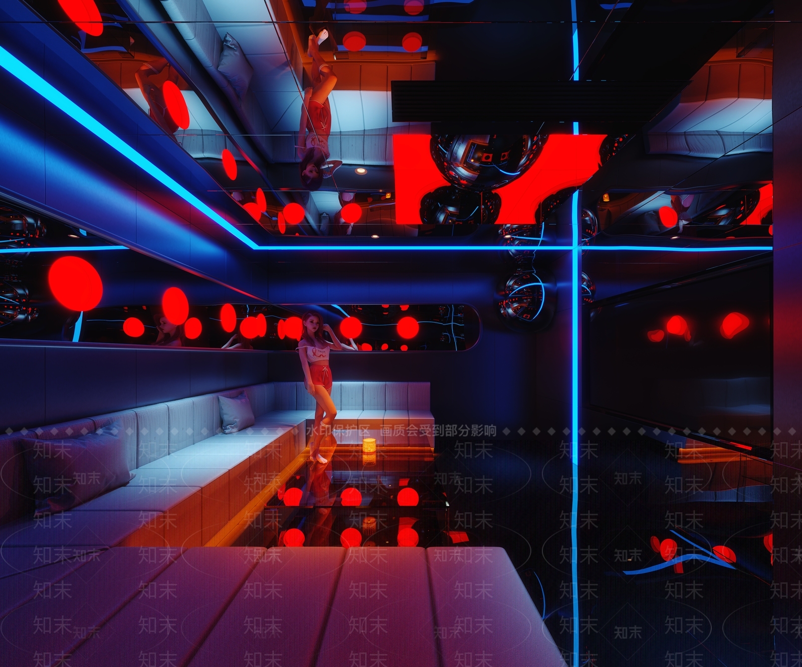 现代赛博朋克KTV包厢3D模型下载【ID:1135231991】