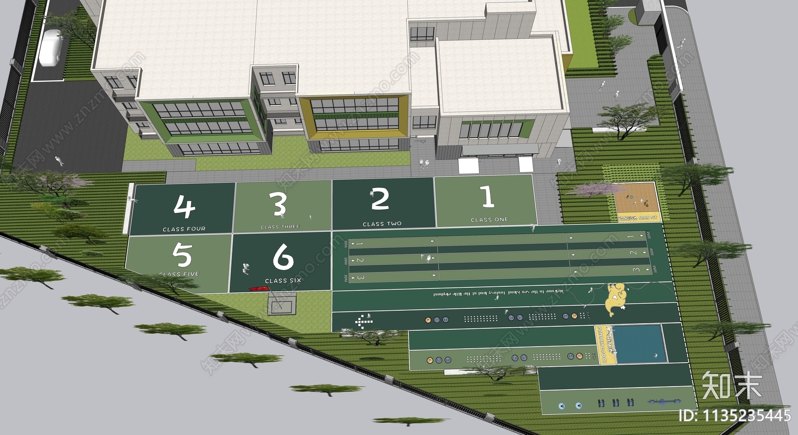 现代风格幼儿园SU模型下载【ID:1135235445】