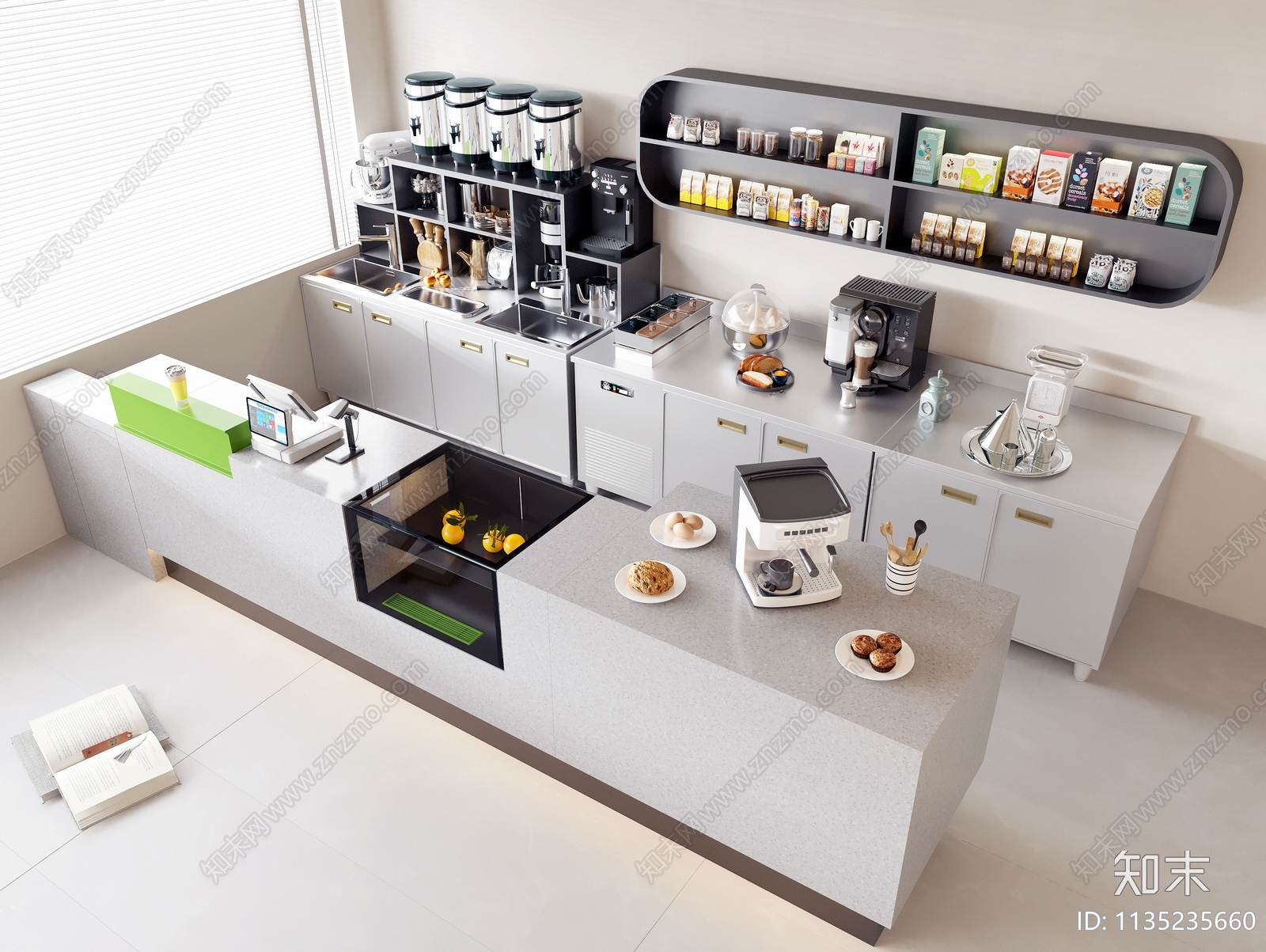 现代咖啡店吧台3D模型下载【ID:1135235660】