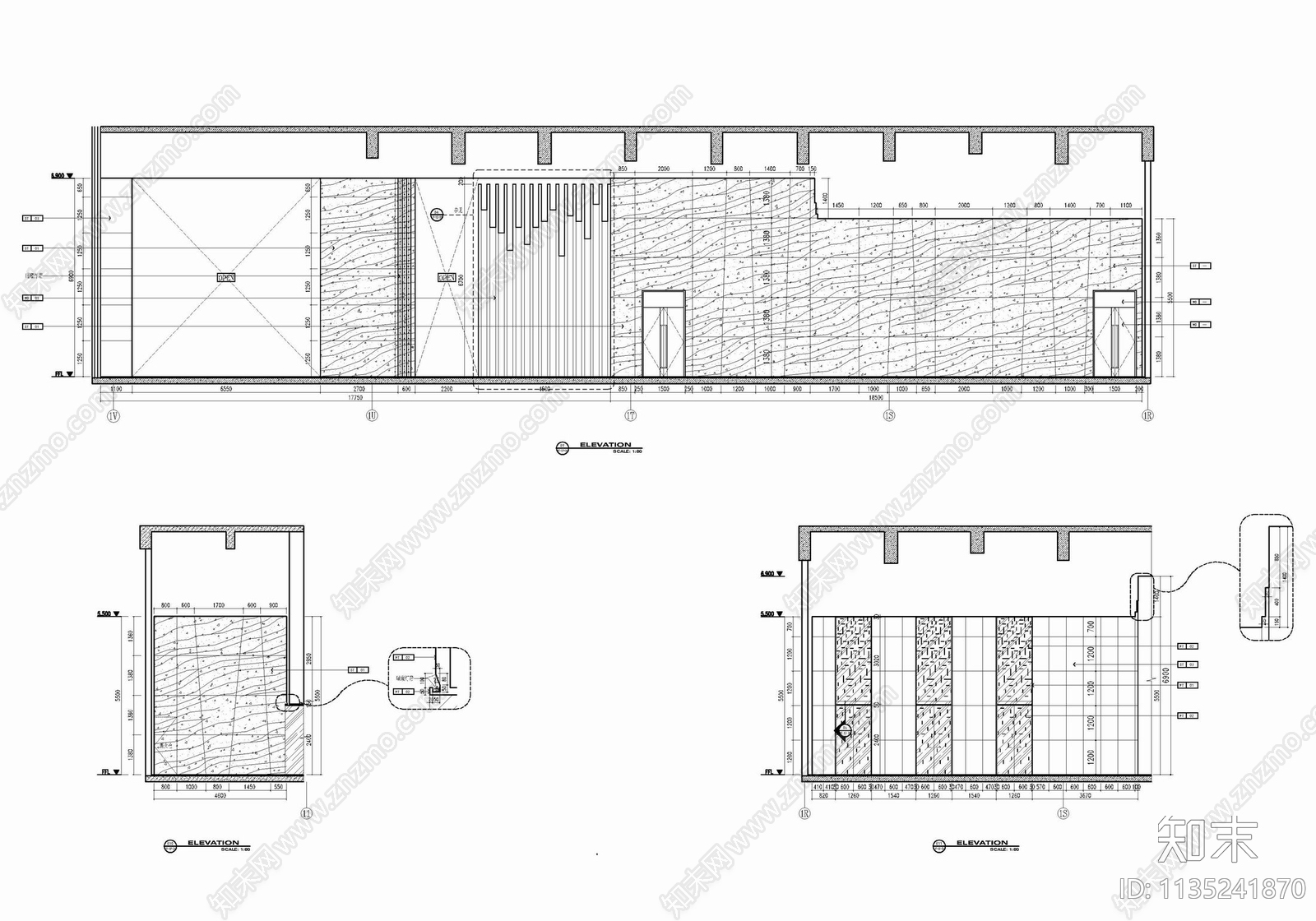 1800㎡大厅公区室内cad施工图下载【ID:1135241870】